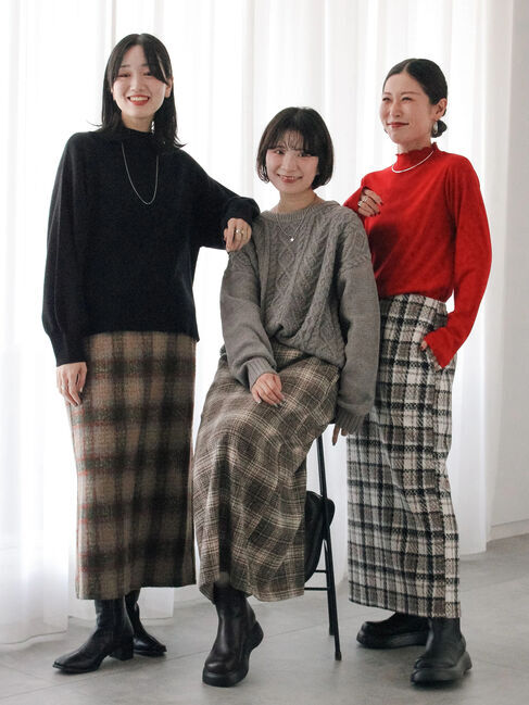 Samansa Mos2 blue「チェック柄スカート」|スカート|