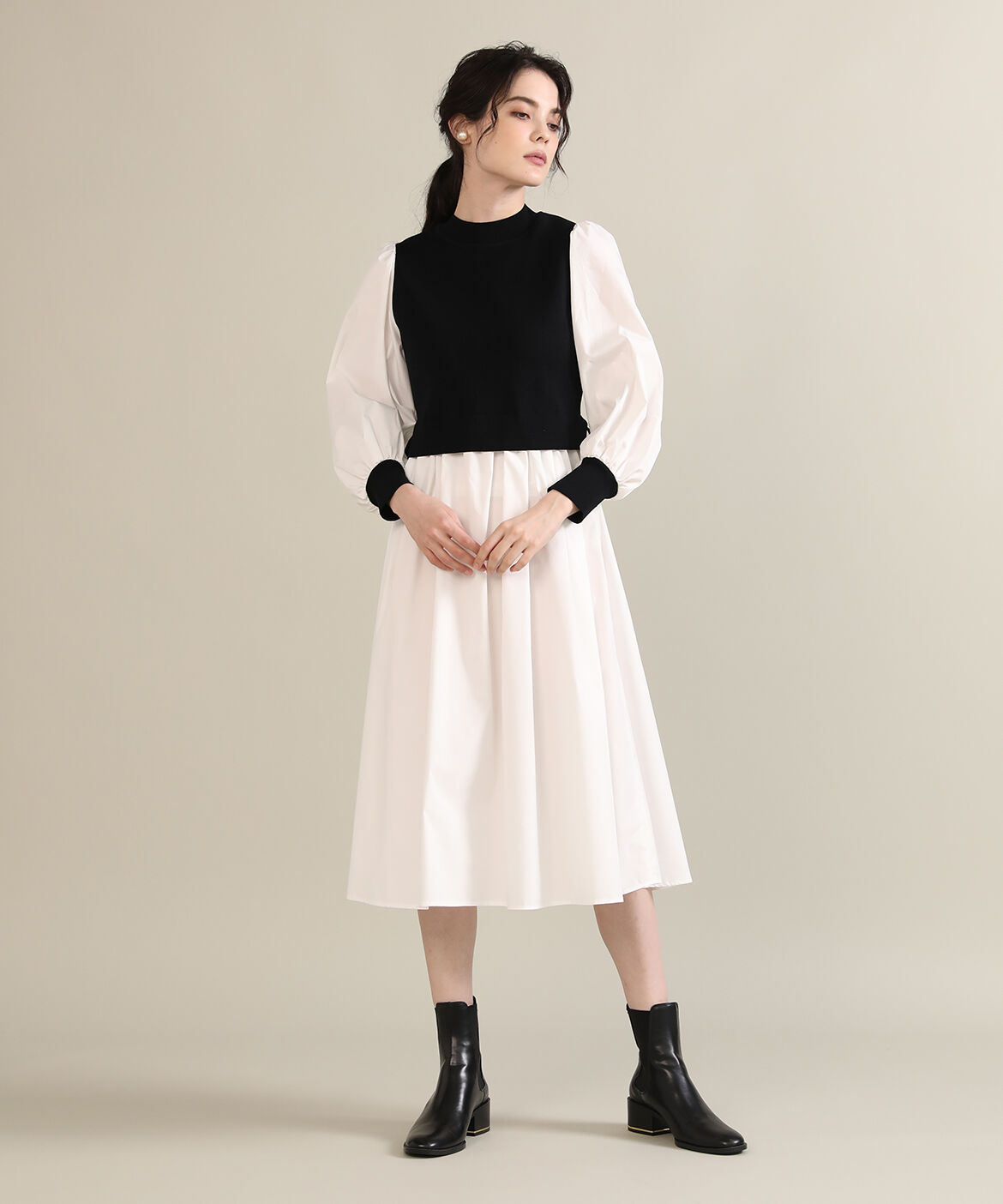 Maglie le cassetto「《M Maglie le cassetto》ドッキングニットワンピース」|ワンピース|