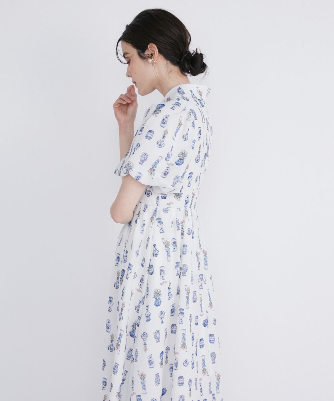 Maglie le cassetto「フラワーベースシャツワンピース」|ワンピース|