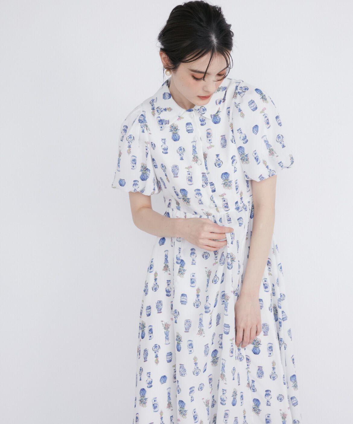 Maglie le cassetto「フラワーベースシャツワンピース」|ワンピース|