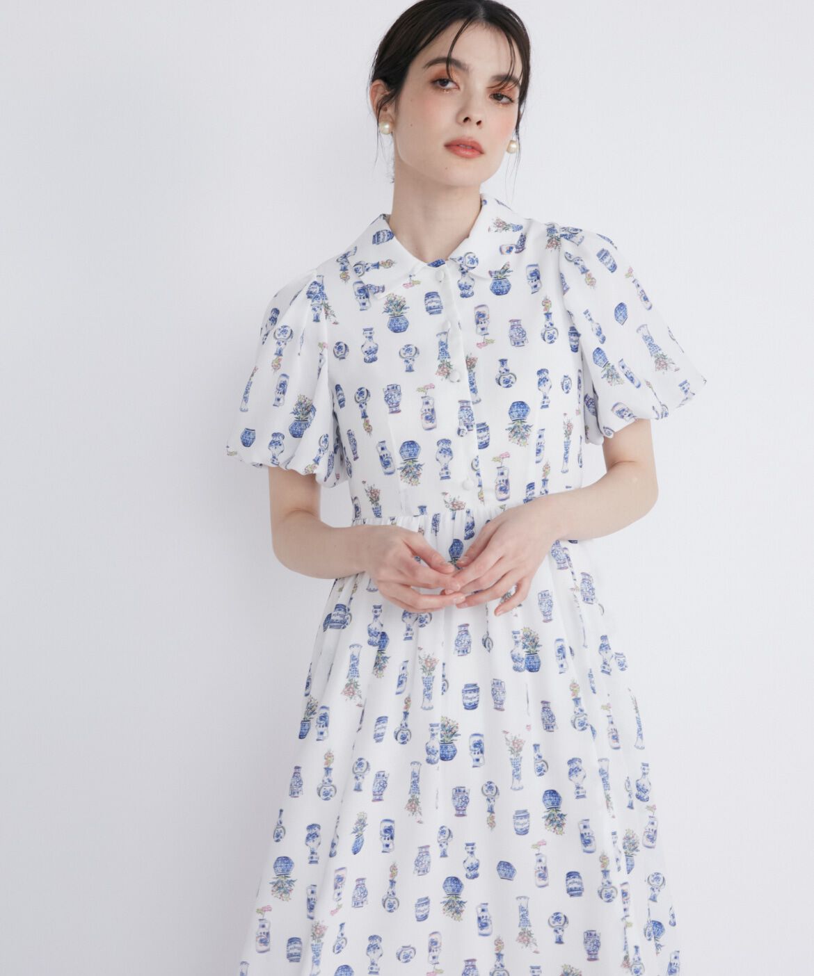 Maglie le cassetto「フラワーベースシャツワンピース」|ワンピース|