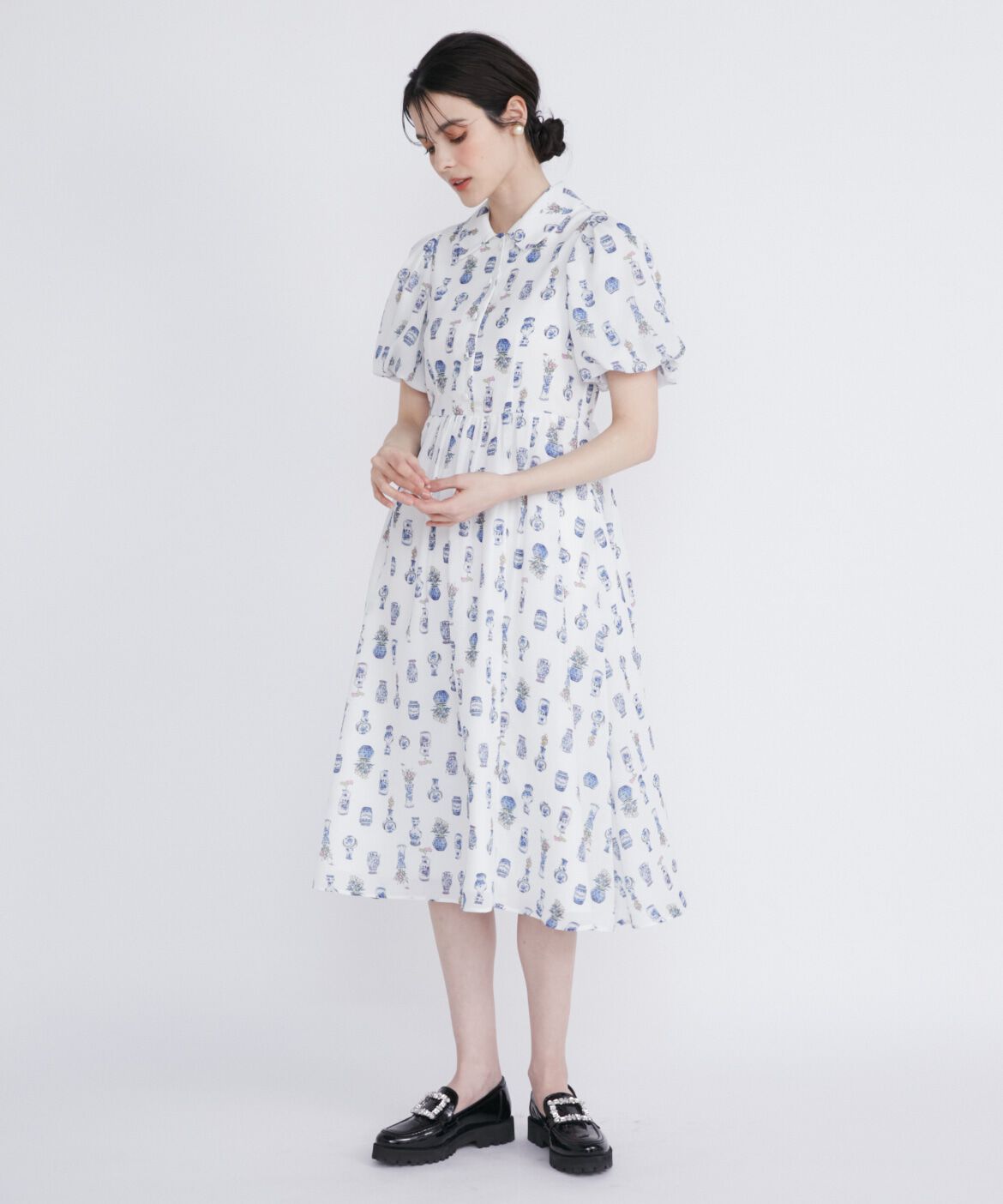 Maglie le cassetto「フラワーベースシャツワンピース」|ワンピース|