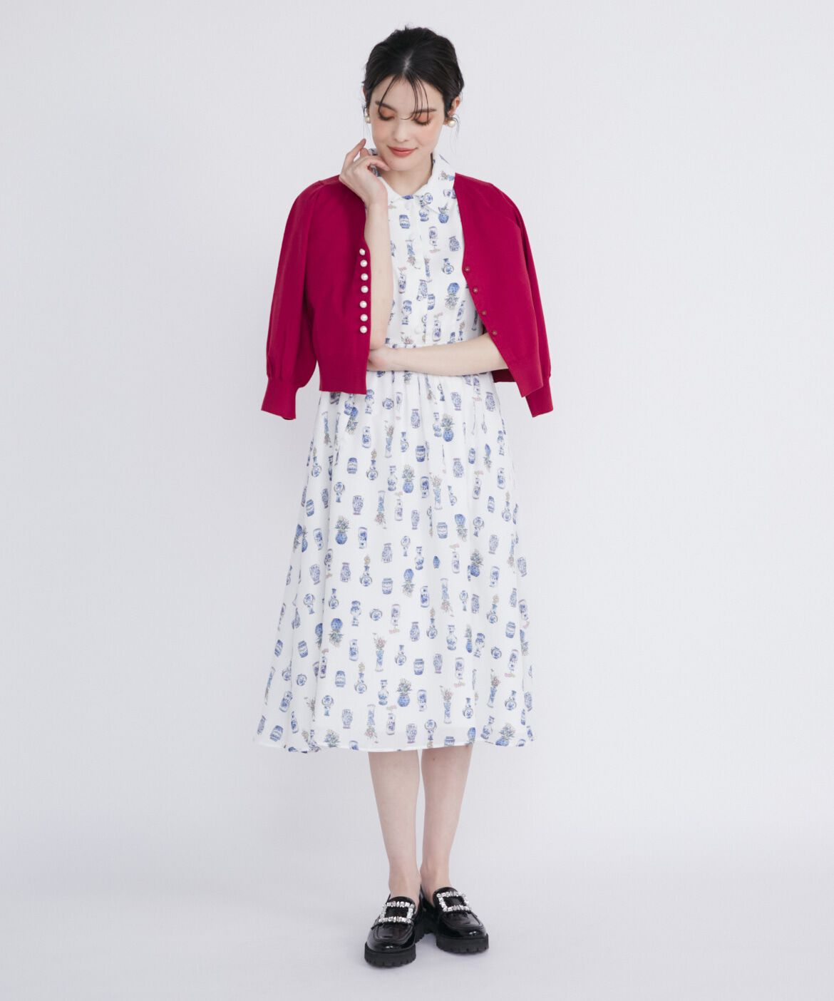 Maglie le cassetto「フラワーベースシャツワンピース」|ワンピース|