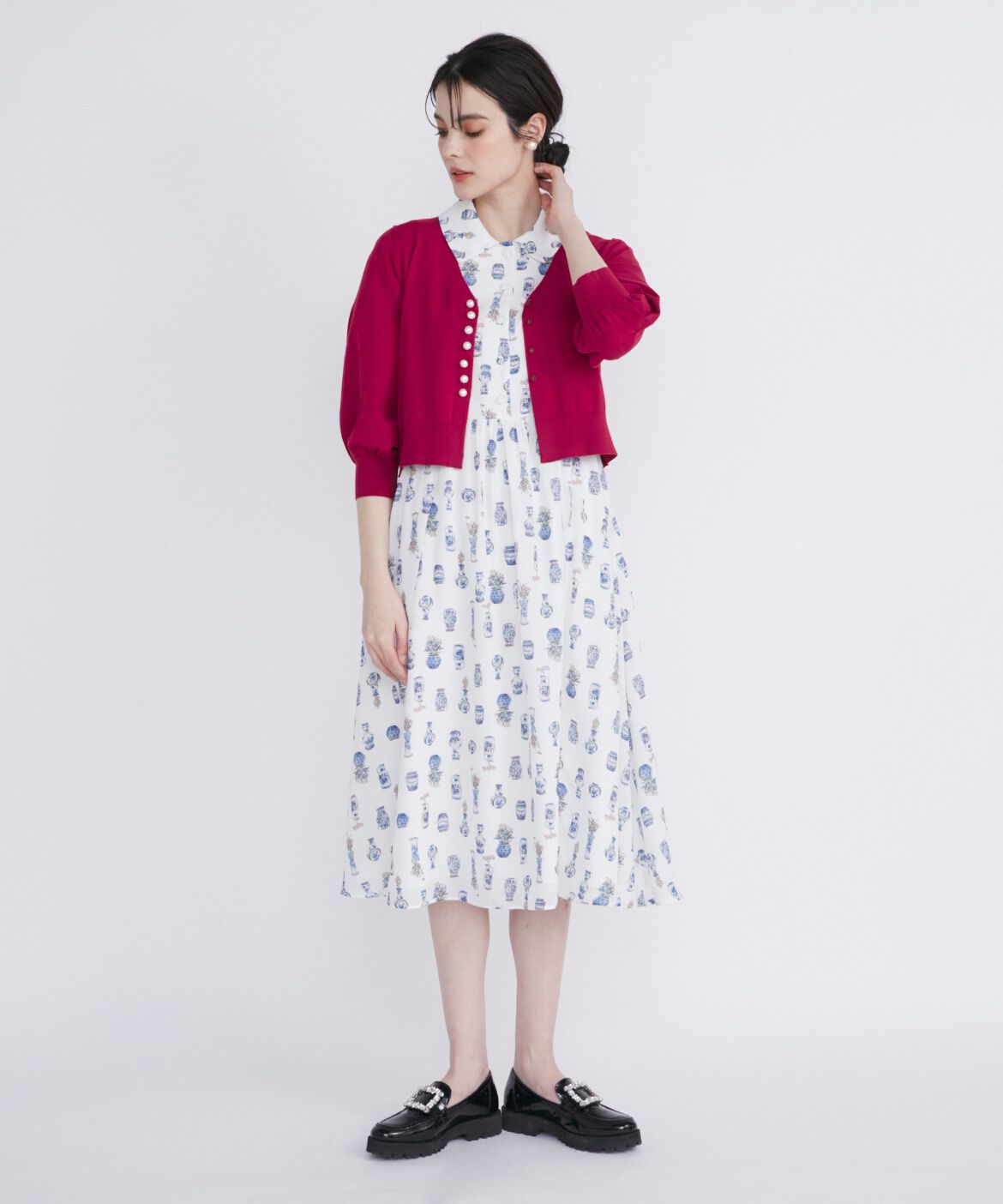 Maglie le cassetto「フラワーベースシャツワンピース」|ワンピース|