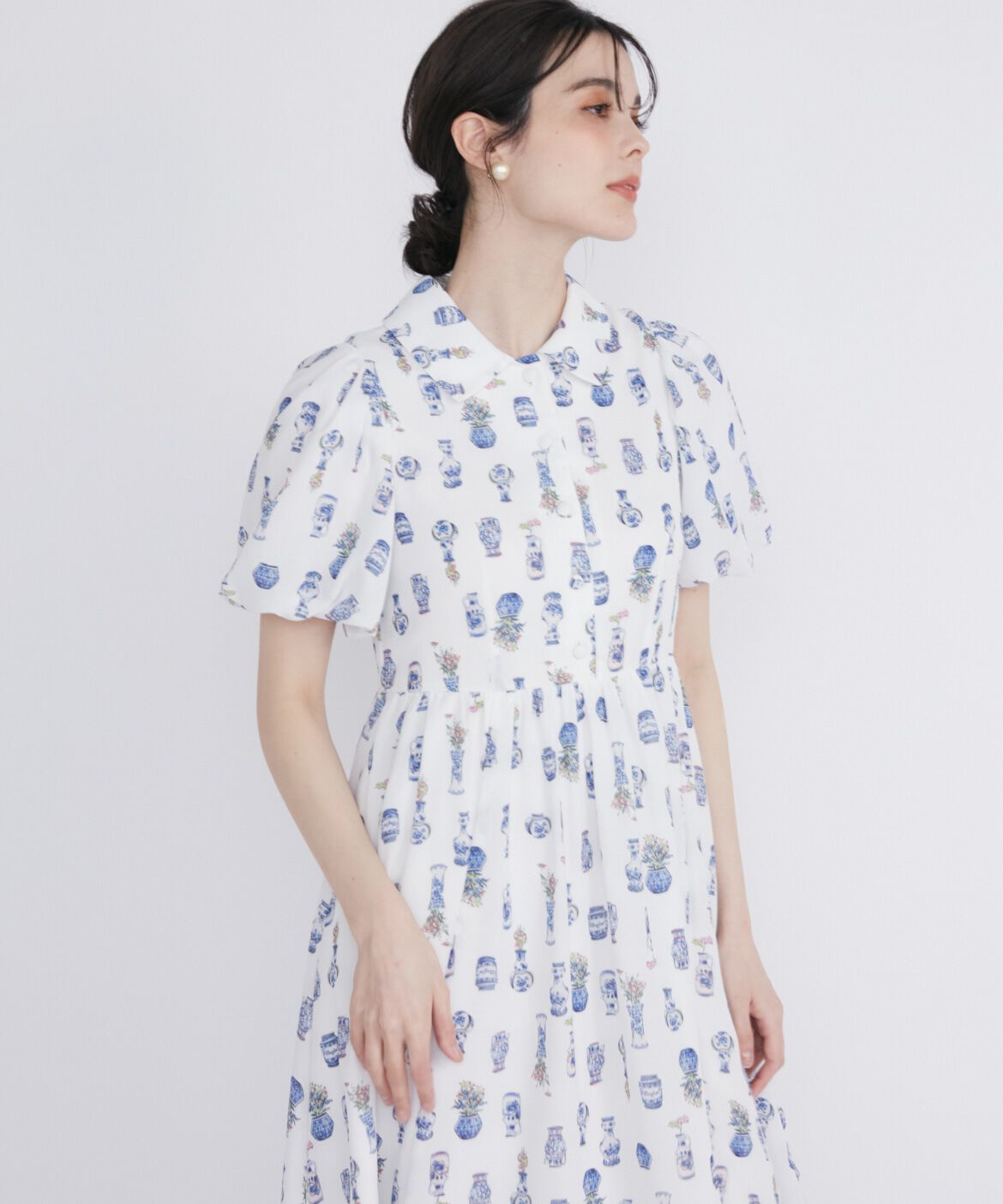 Maglie le cassetto「フラワーベースシャツワンピース」|ワンピース|