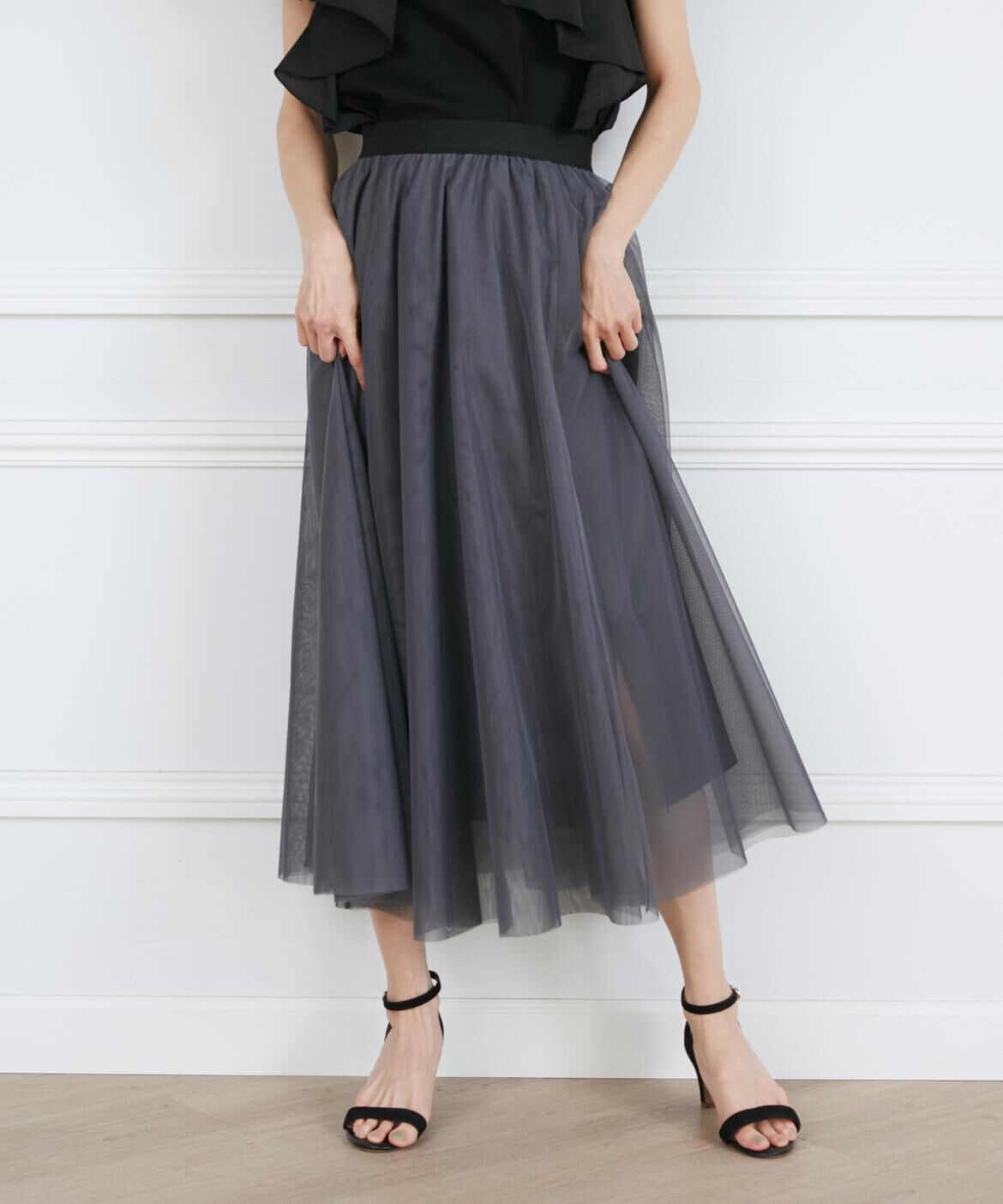 INED「チュールスカート」|スカート|グレー1