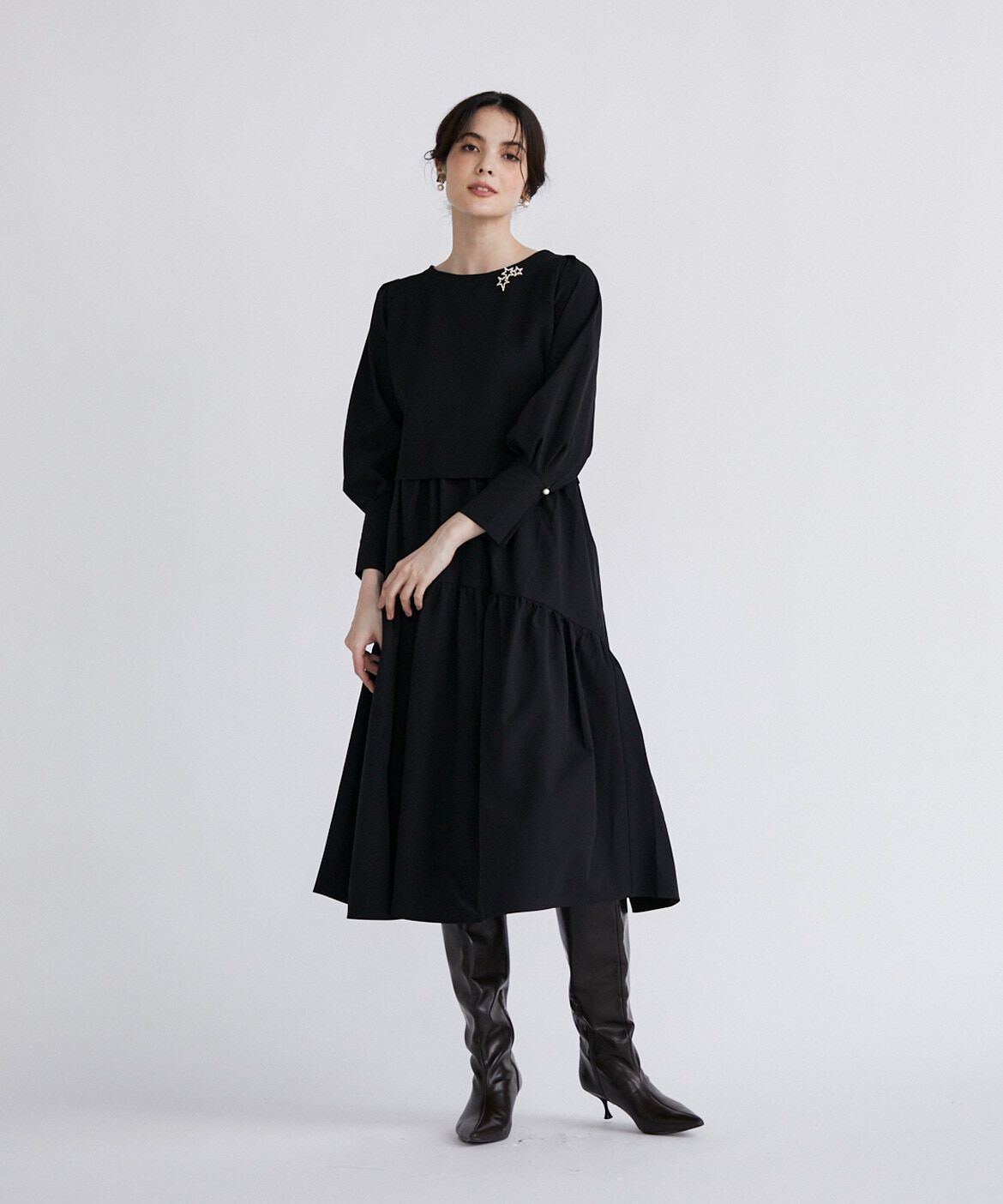 Maglie le cassetto「《M Maglie le cassetto》ドッキングワンピース」|ワンピース|ブラック