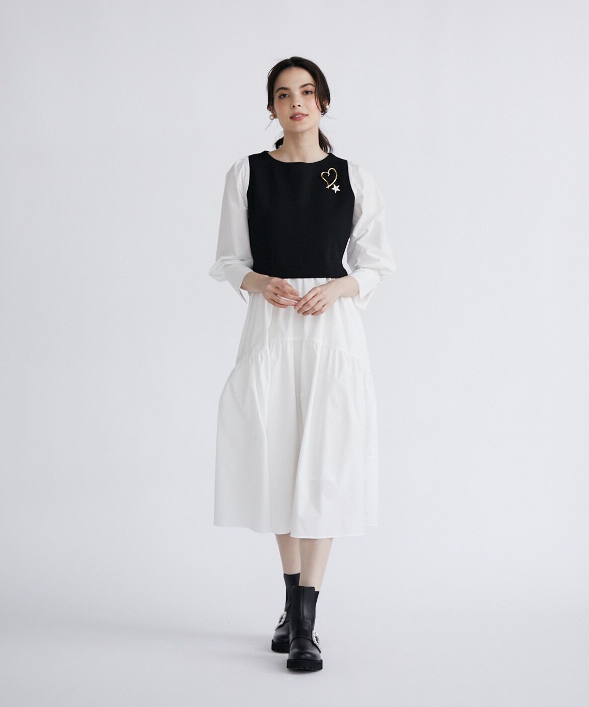 Maglie le cassetto「《M Maglie le cassetto》ドッキングワンピース」|ワンピース|オフホワイト1