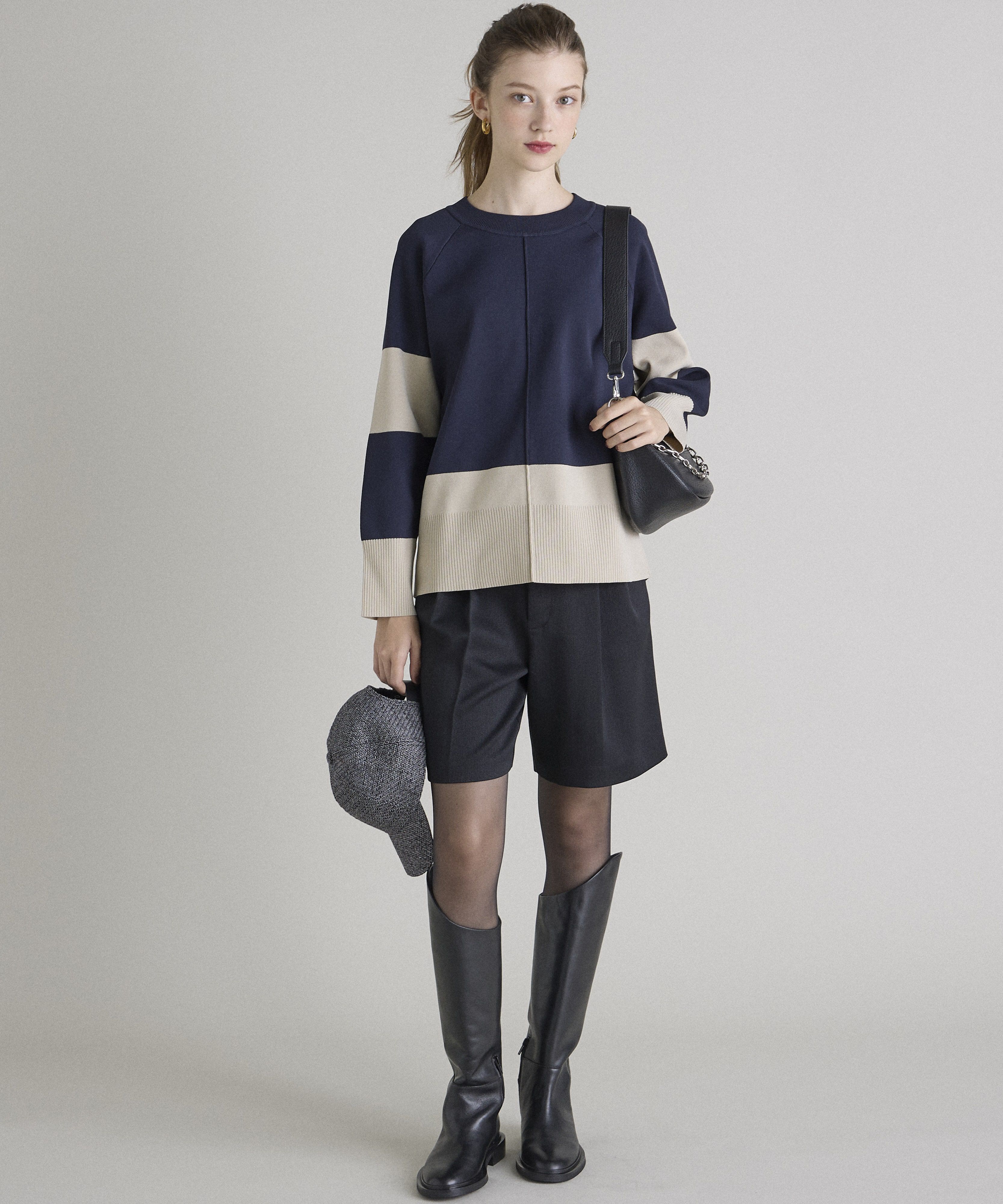 INED「《INED CLARO》ハイウエストショートパンツ」|キュロット|