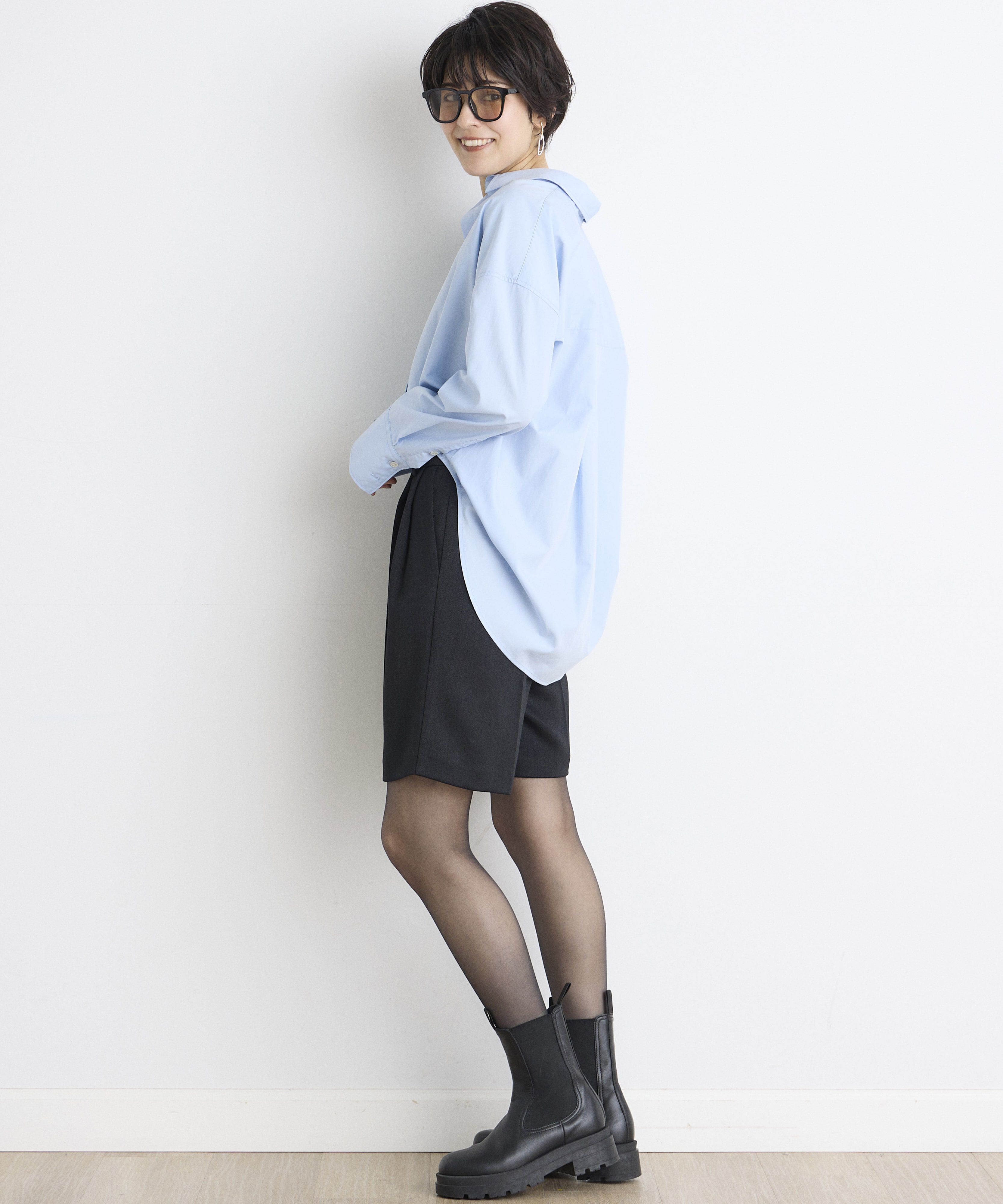 INED「《INED CLARO》ハイウエストショートパンツ」|キュロット|