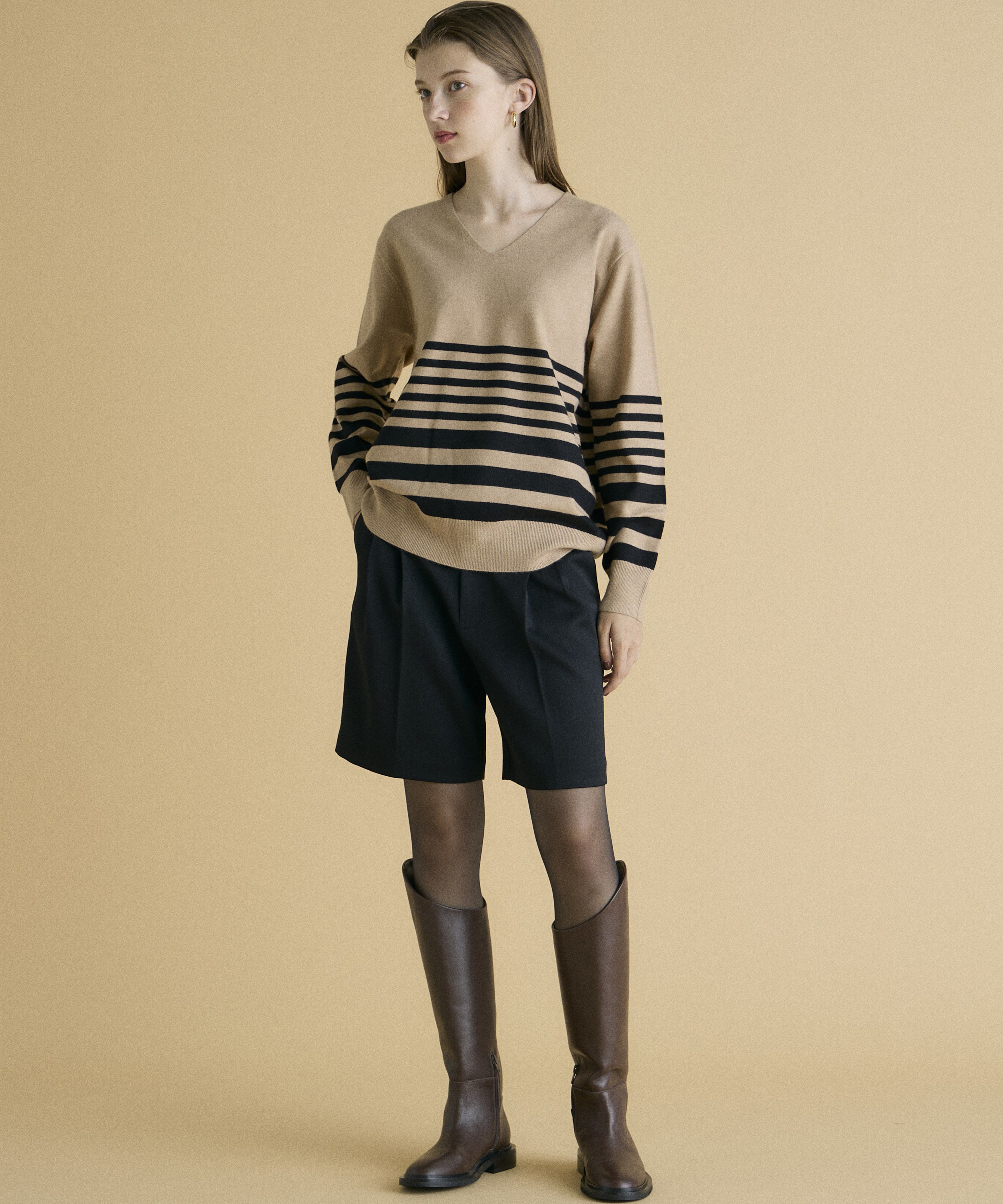 INED「《INED CLARO》ハイウエストショートパンツ」|キュロット|