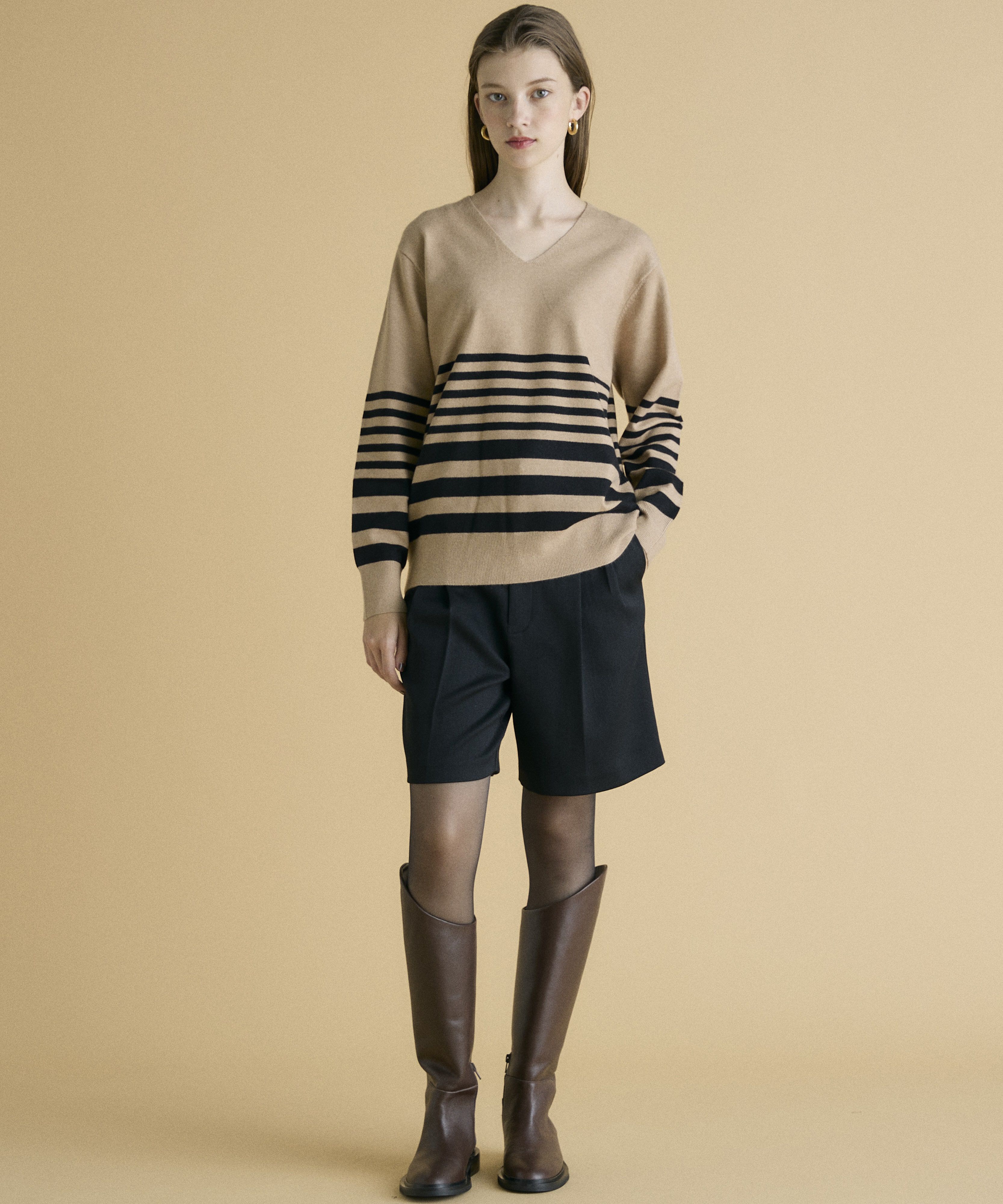 INED「《INED CLARO》ハイウエストショートパンツ」|キュロット|