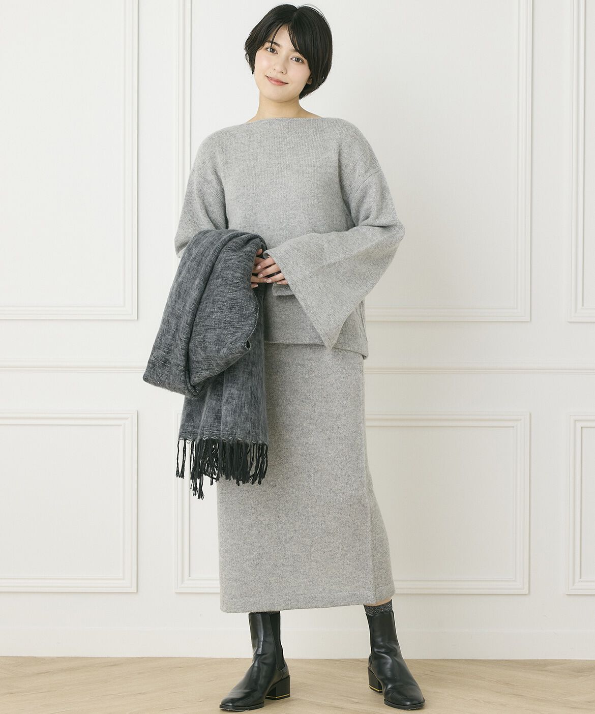 INED「《INED CLARO》2WAYスリーブニット」|ニット・セーター|