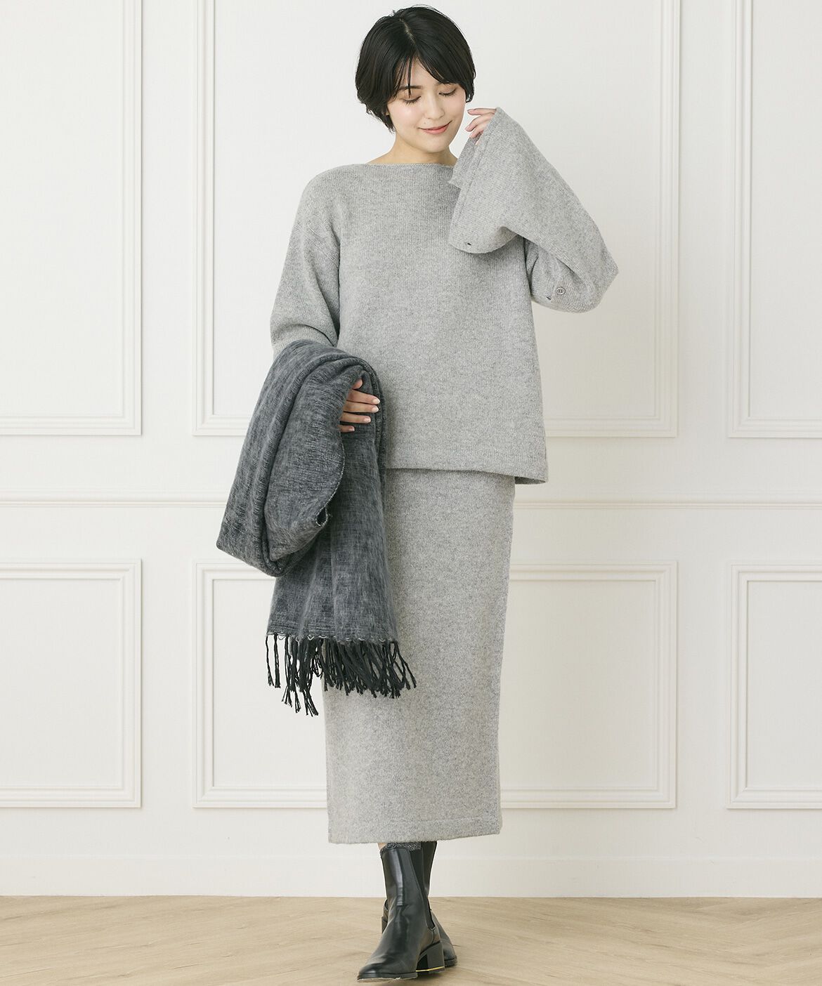 INED「《INED CLARO》2WAYスリーブニット」|ニット・セーター|