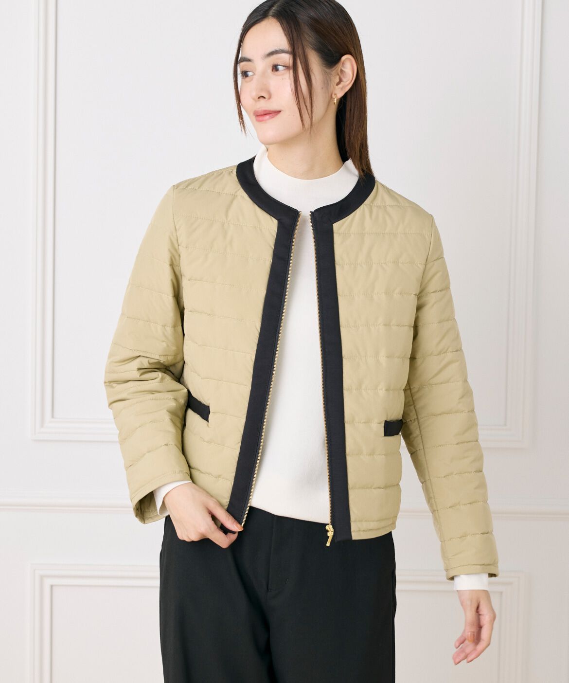 7-IDconcept.「ノーカラー中綿ジャケット《LIMONTA EAST》」|ノーカラージャケット|