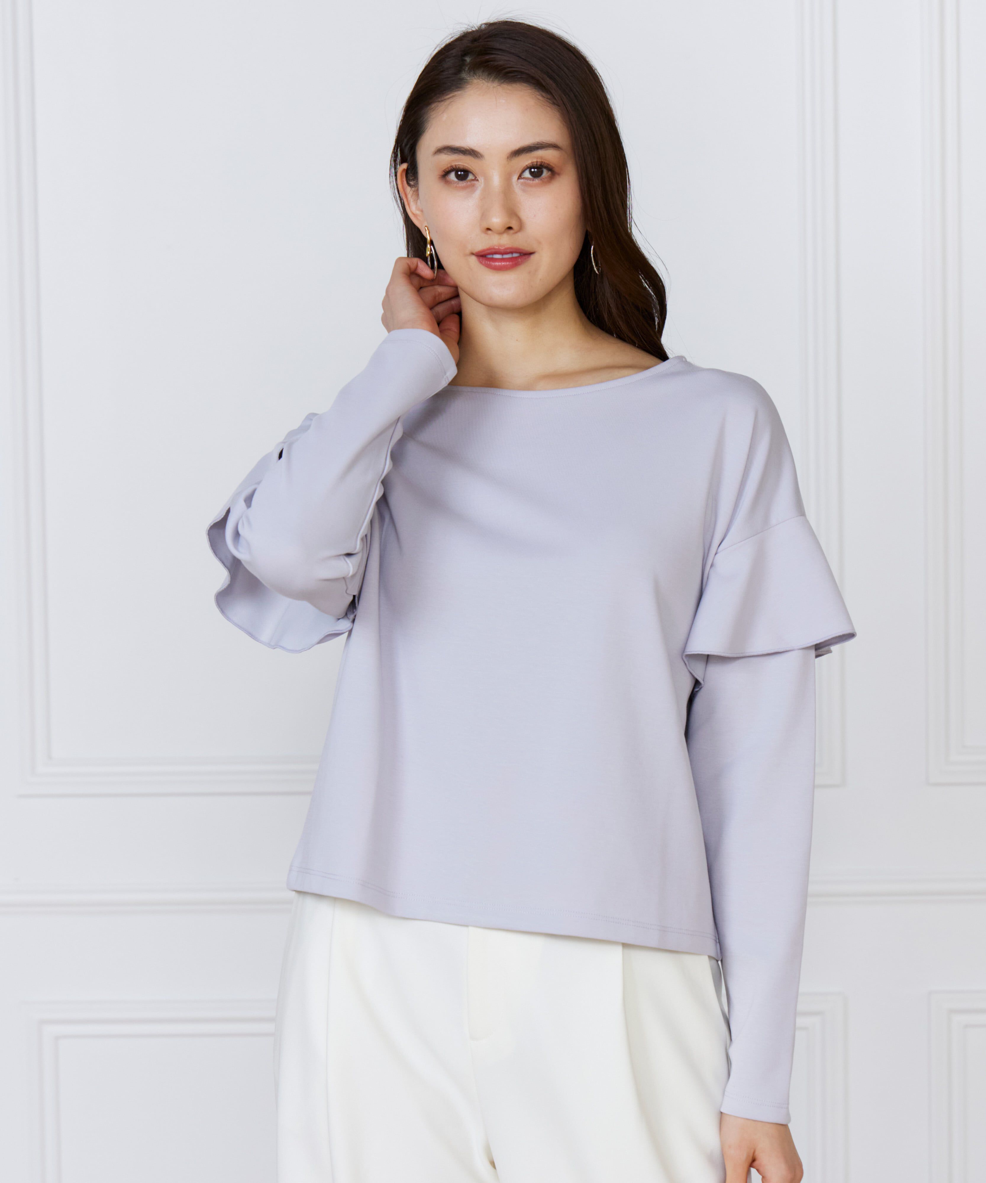 7-IDconcept.「《大きいサイズ》肩フレアプルオーバー」|Tシャツ・カットソー|グレー1