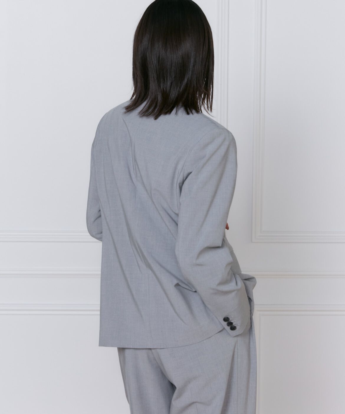 INED「《大きいサイズ》TRストレッチダブルブレストジャケット」|テーラードジャケット|