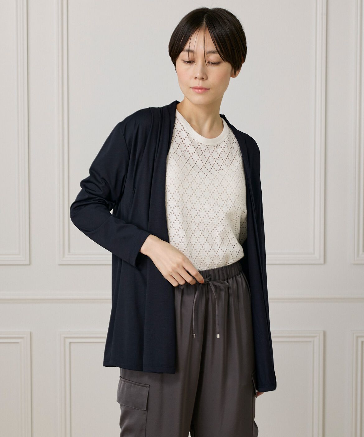 7-IDconcept.「着流しカーディガン」|カーディガン|ダークネイビ 8