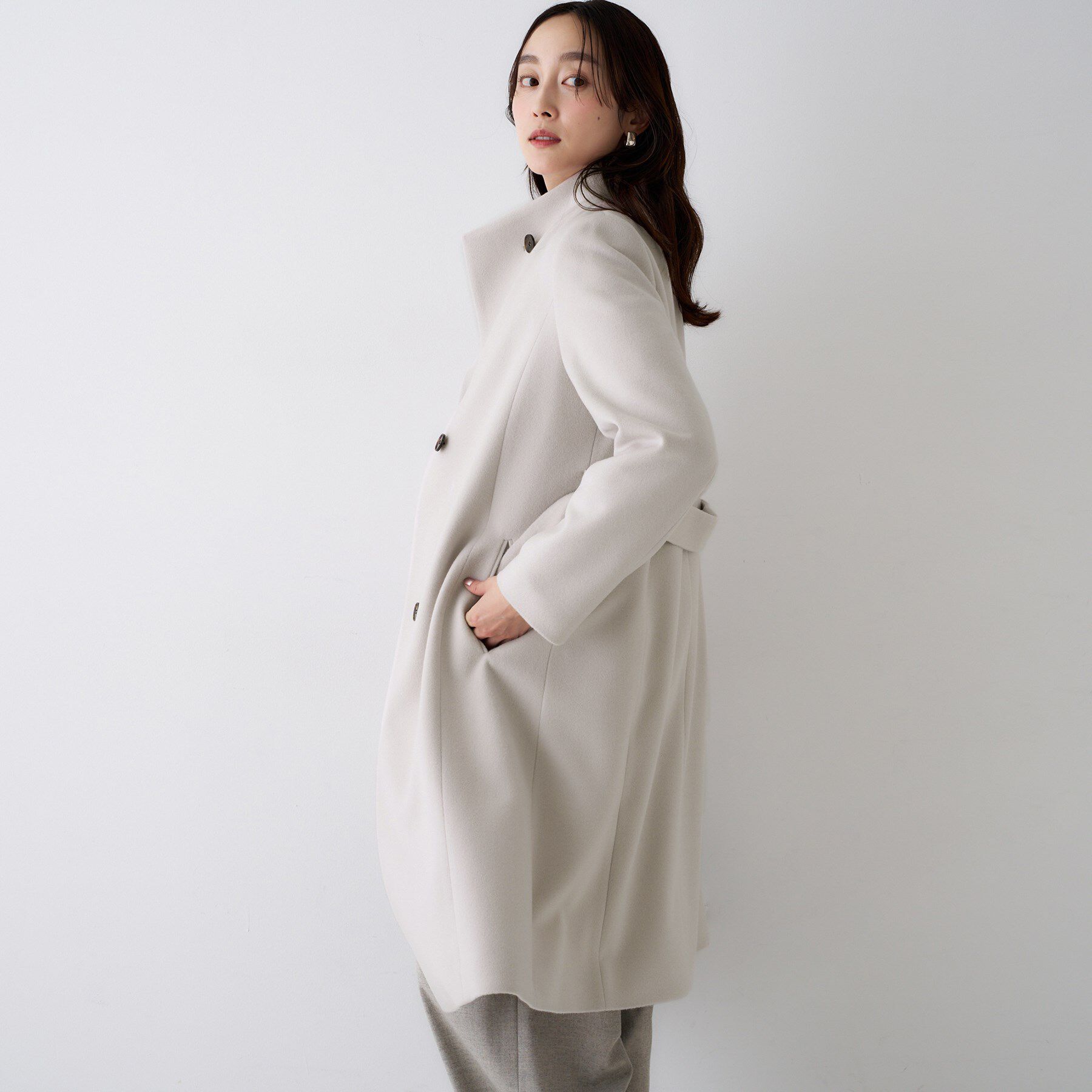 UNTITLED「【きれいめ/スタイリッシュ】2WAYスタンドカラーロングコート」|その他|