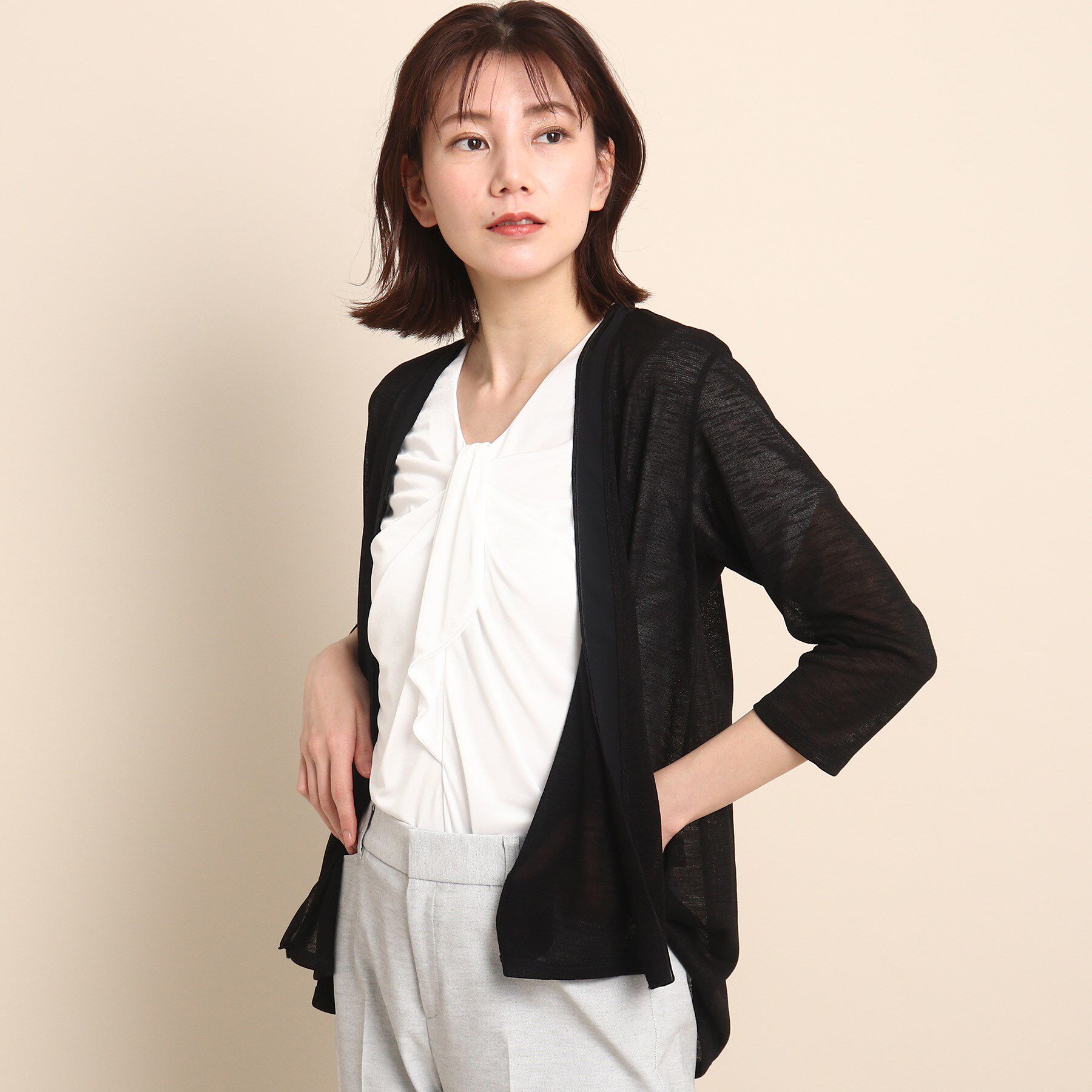 COUP DE CHANCE「【洗える/日本製】ジャージカーディガン」|カーディガン|ブラック(019)