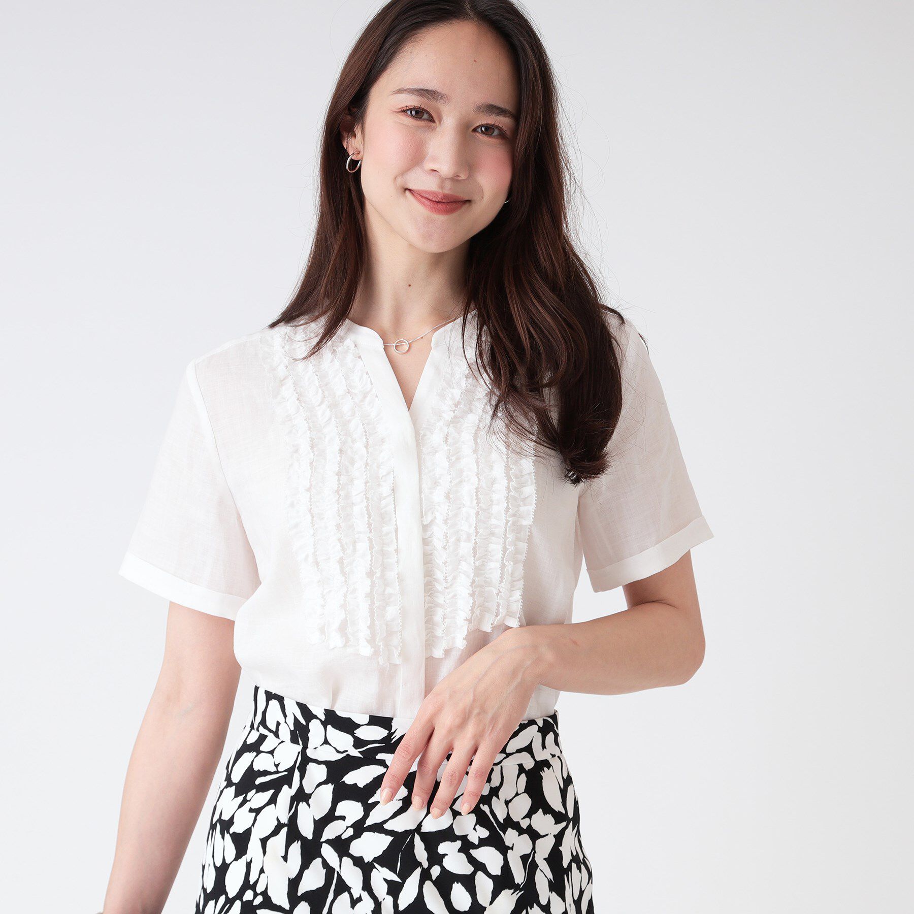 COUP DE CHANCE「【洗える／ラミー】フリルデザインブラウス」|シャツ・ブラウス|