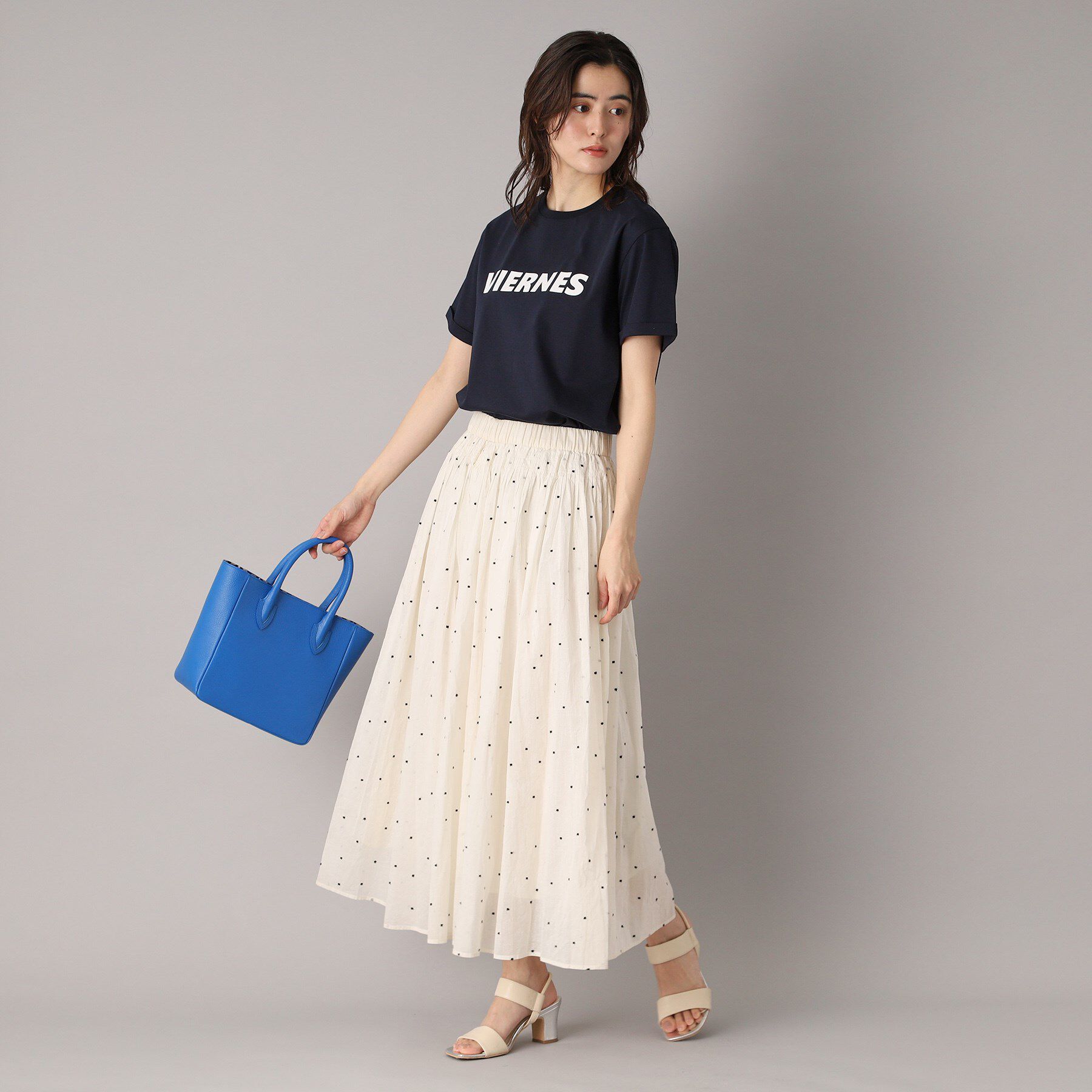 DRESSTERIOR「【ウエストゴム/裏地あり】イージーウエストドット刺繍スカート」|スカート|
