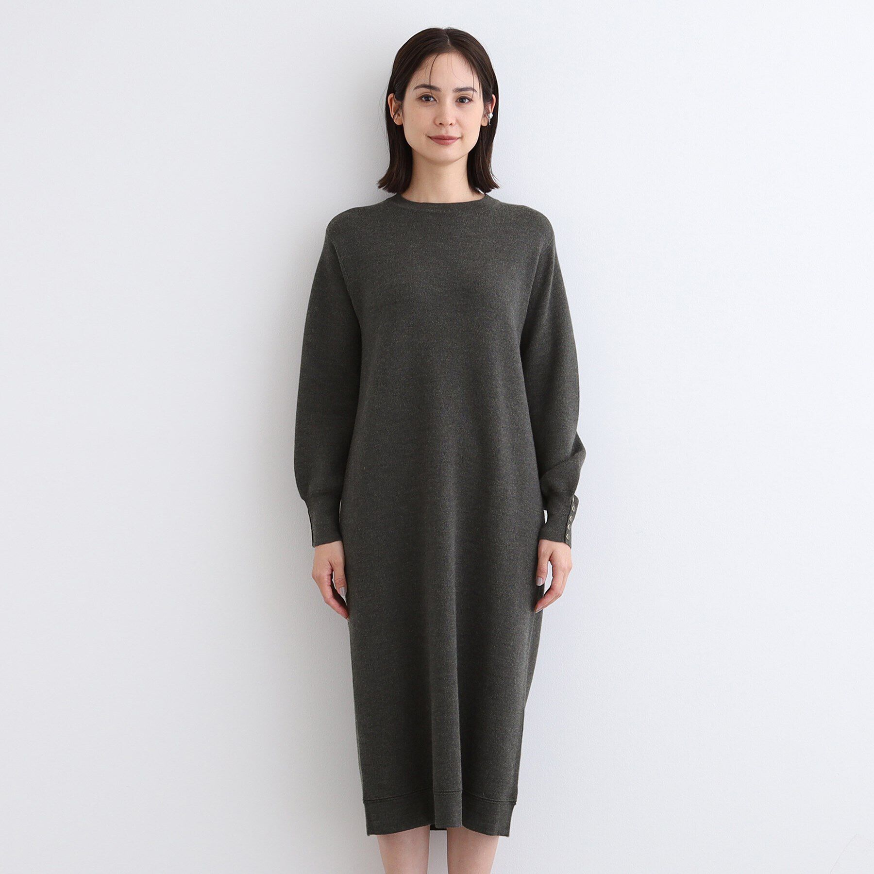 INDIVI「【ウール混／洗える】スムースニットワンピース」|ワンピース|