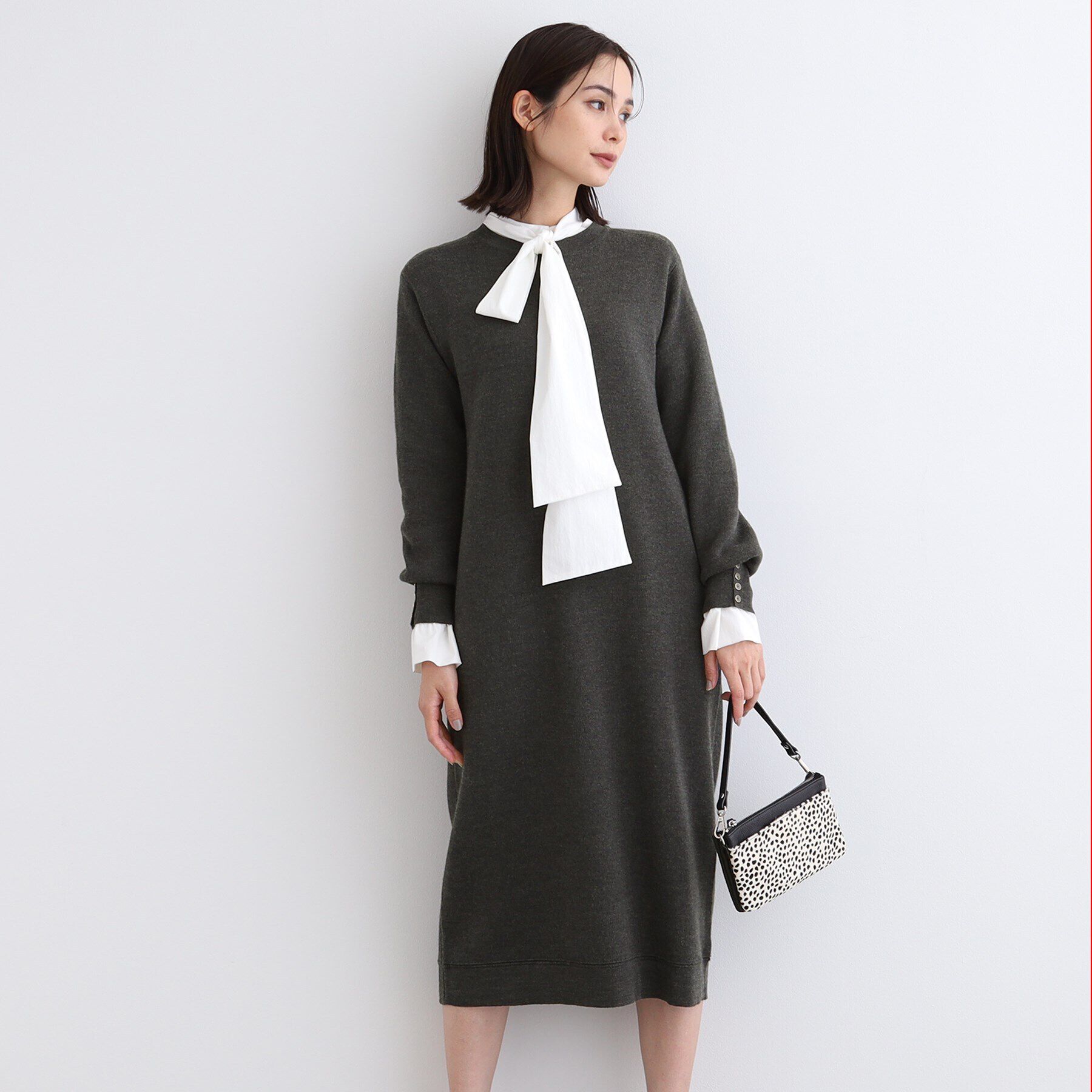 INDIVI「【ウール混／洗える】スムースニットワンピース」|ワンピース|