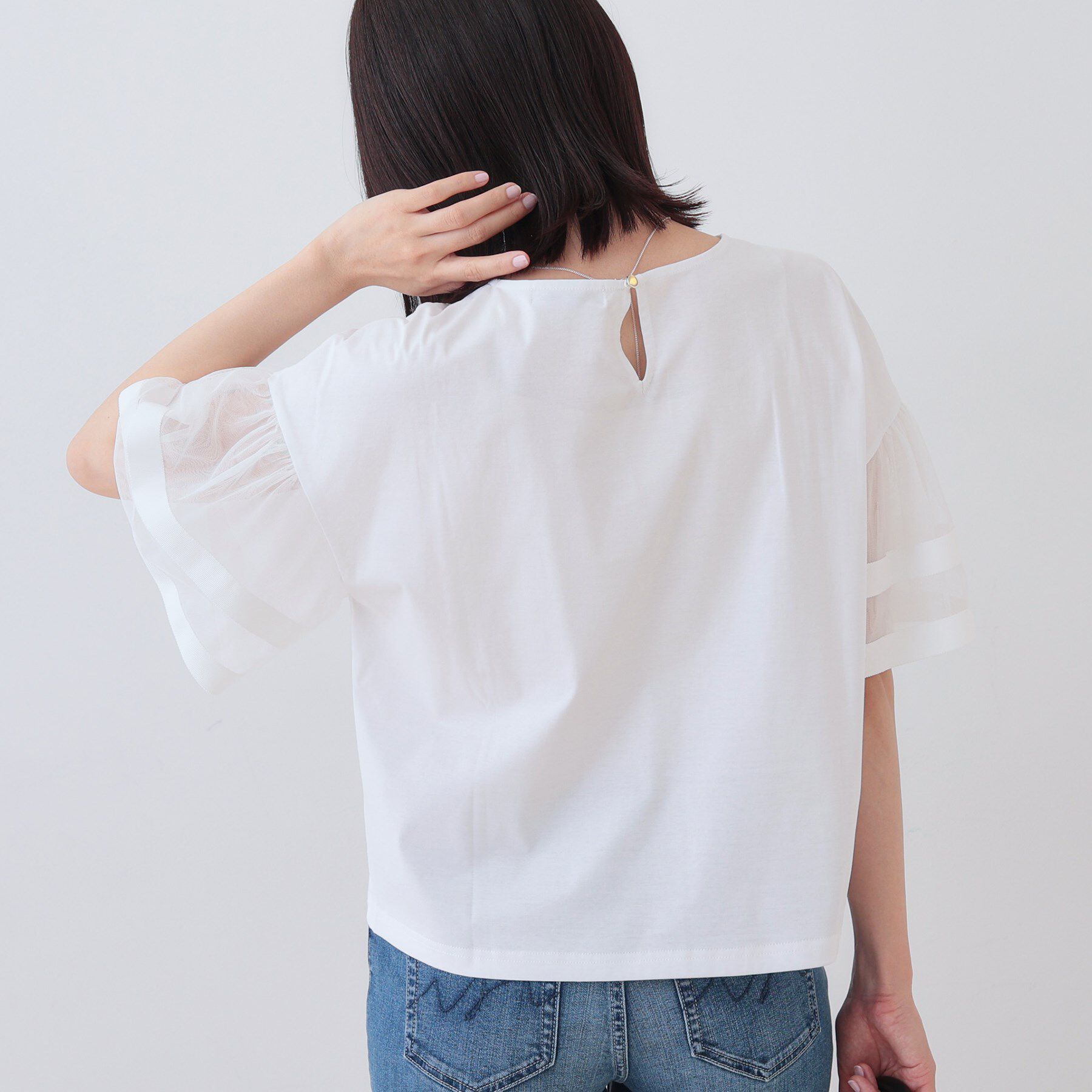 INDIVI「チュールスリーブカットソー」|Tシャツ・カットソー|