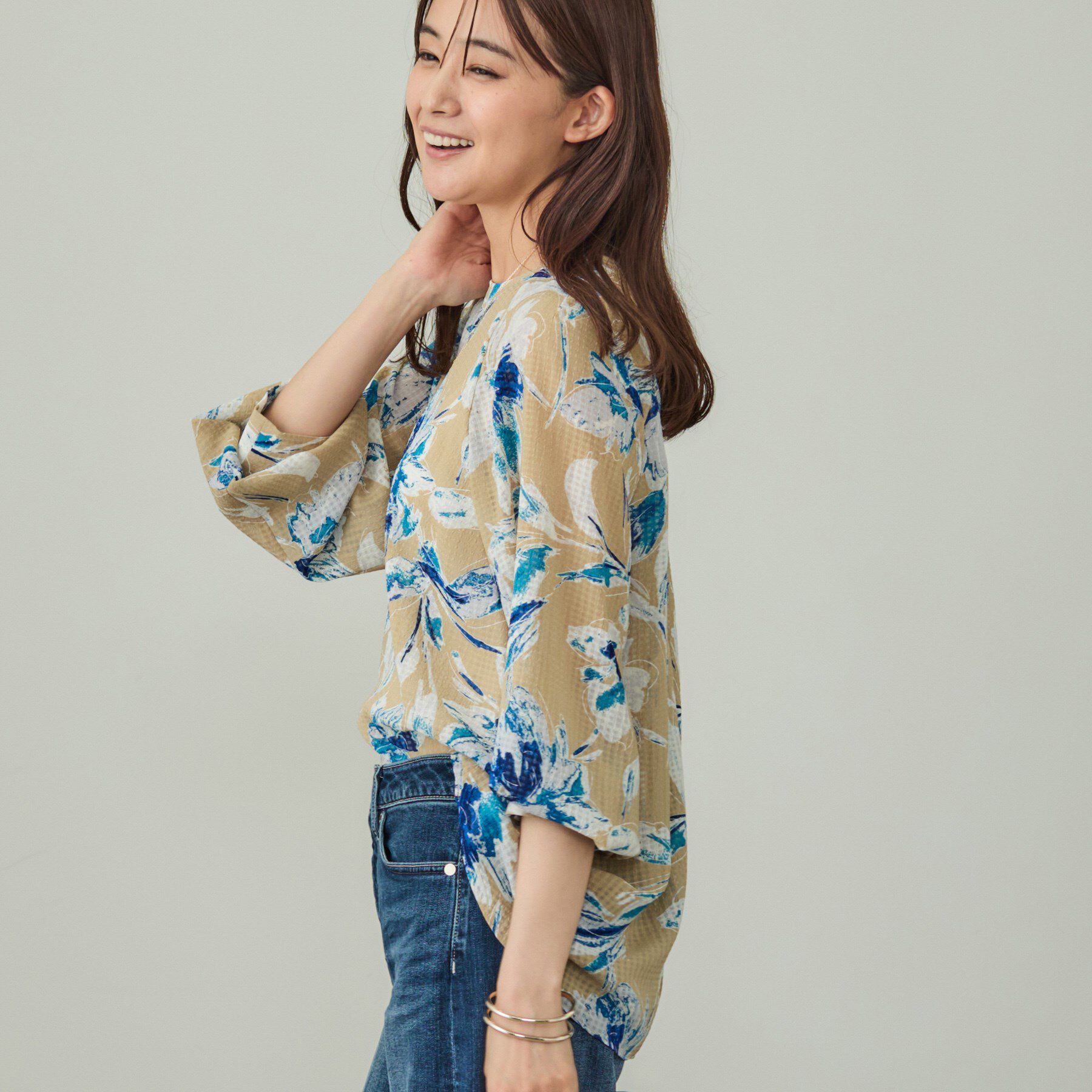 INDIVI「シアーフラワーブラウス」|シャツ・ブラウス|