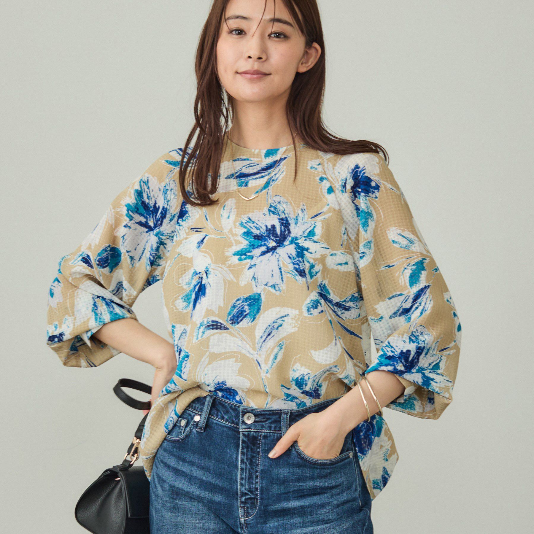 INDIVI「シアーフラワーブラウス」|シャツ・ブラウス|ベージュ(152)