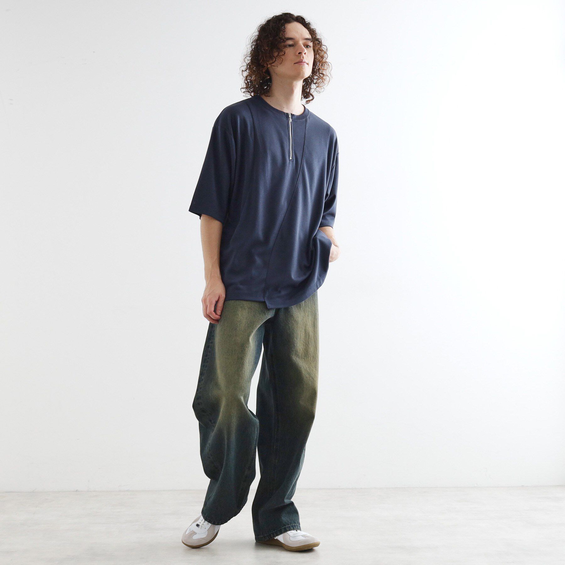 tk.TAKEO KIKUCHI「ウェーブ切替ジップTシャツ」|Tシャツ・カットソー|