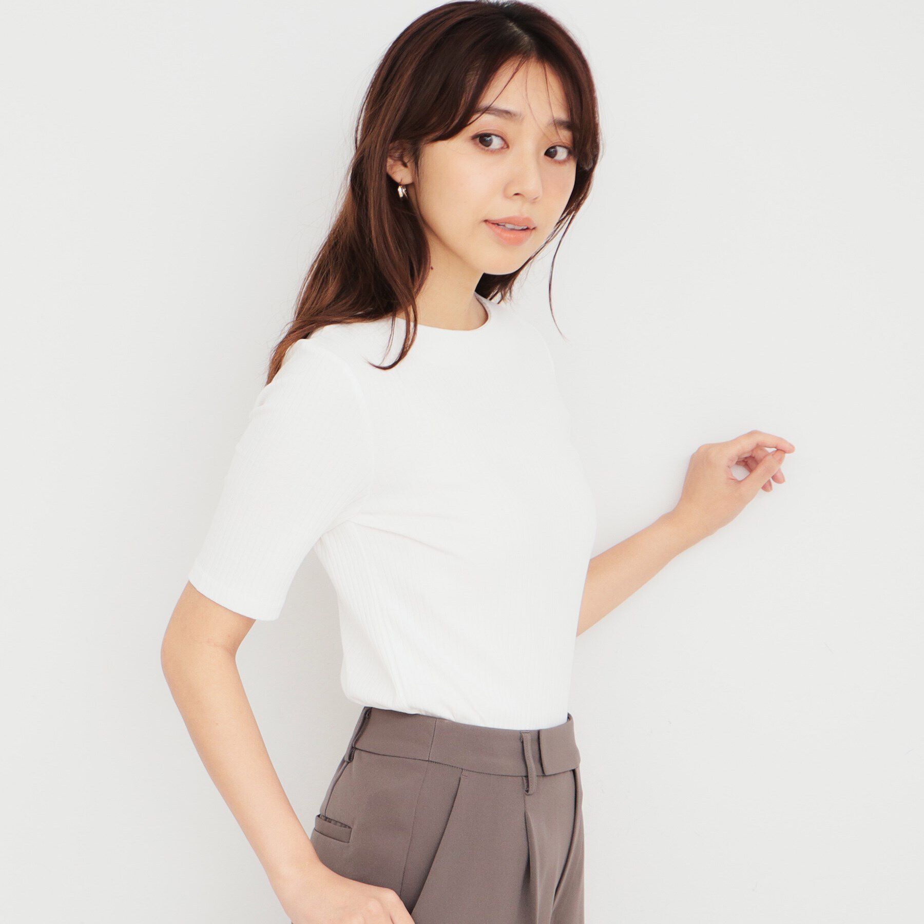 index「《5color/S-LLsize》ワイドリブボートネックトップス【洗濯機洗い可/接触冷感】」|Tシャツ・カットソー|