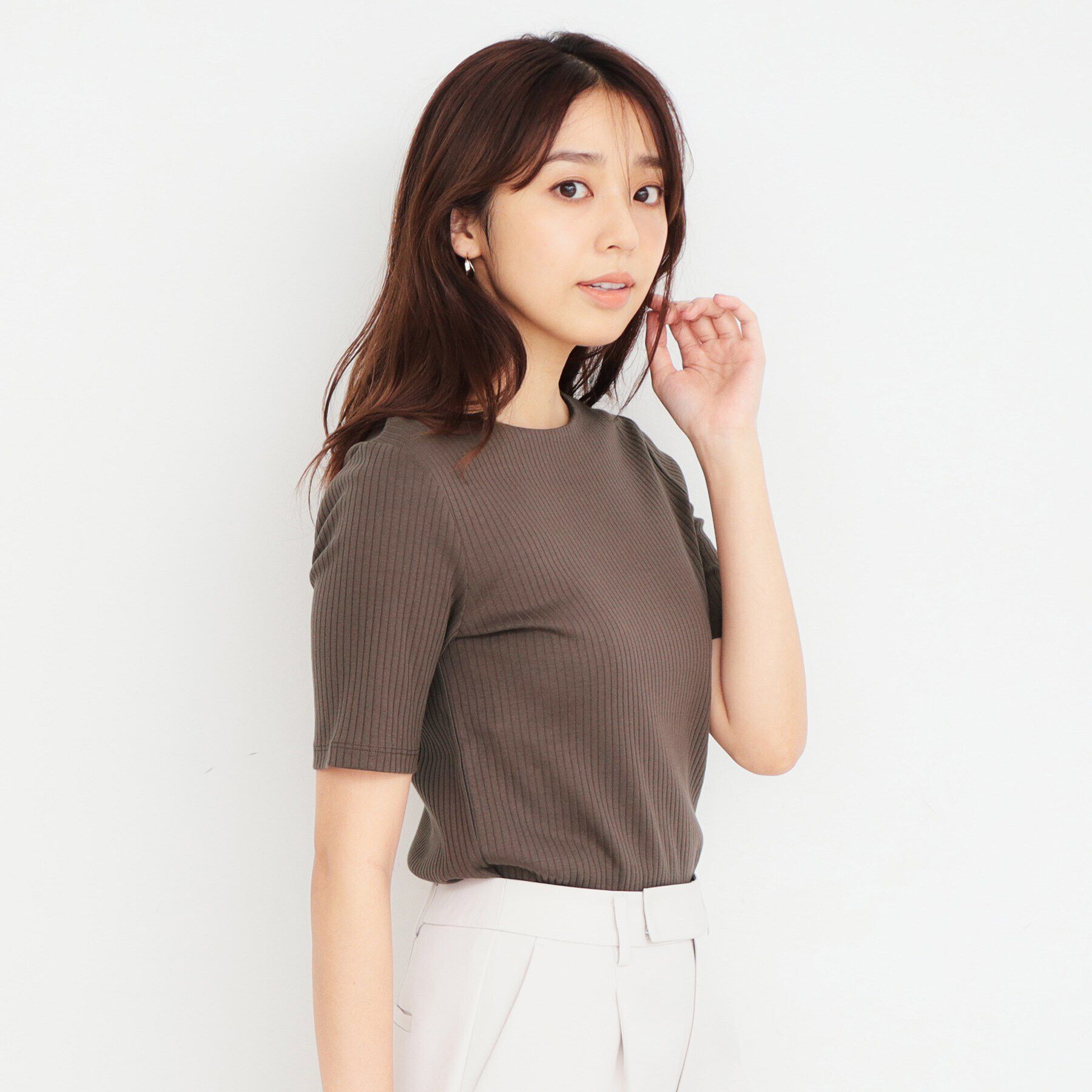 index「《5color/S-LLsize》ワイドリブボートネックトップス【洗濯機洗い可/接触冷感】」|Tシャツ・カットソー|