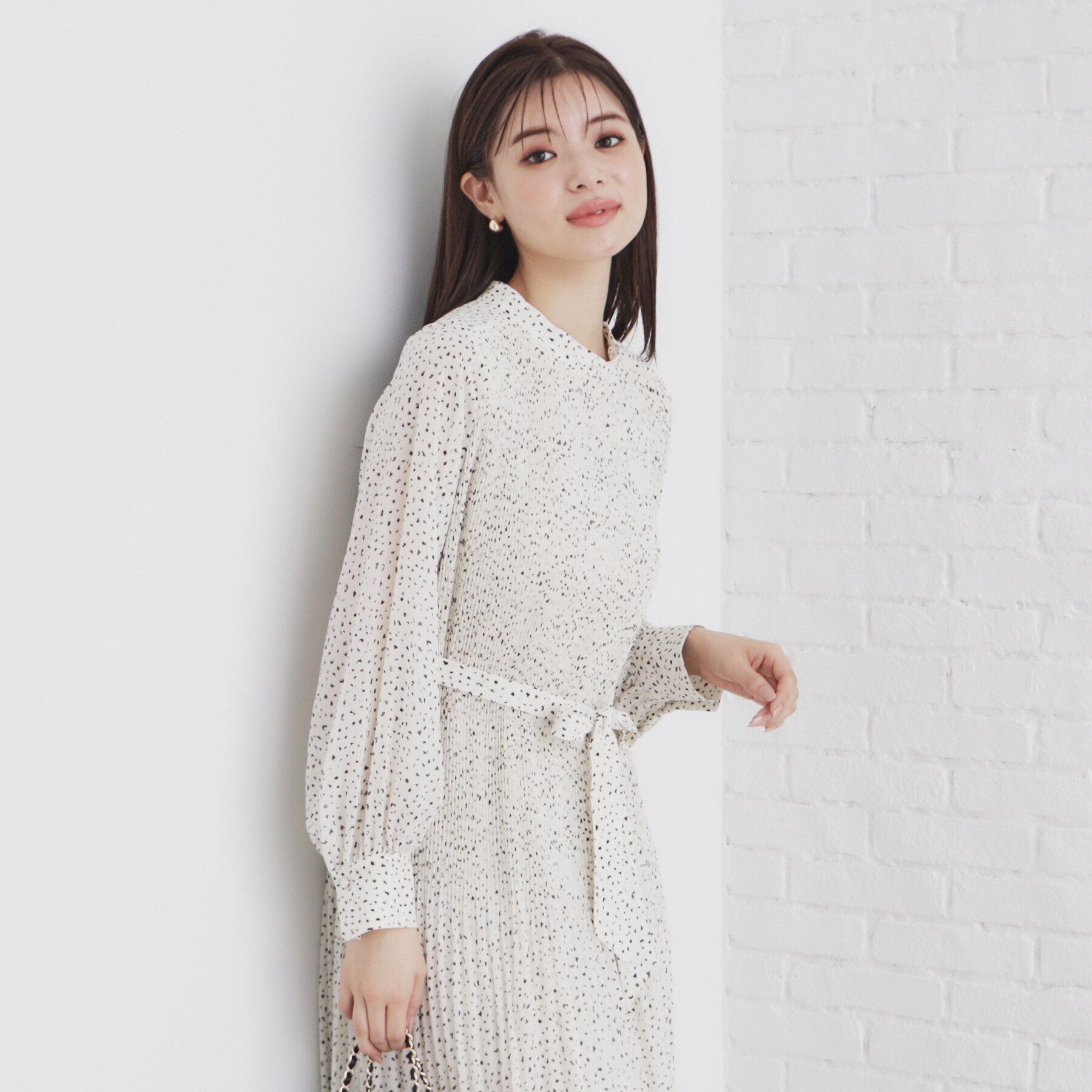 index「2WAYリボン プリーツワンピース【洗濯機洗い可】」|ワンピース|グレージュ(150)