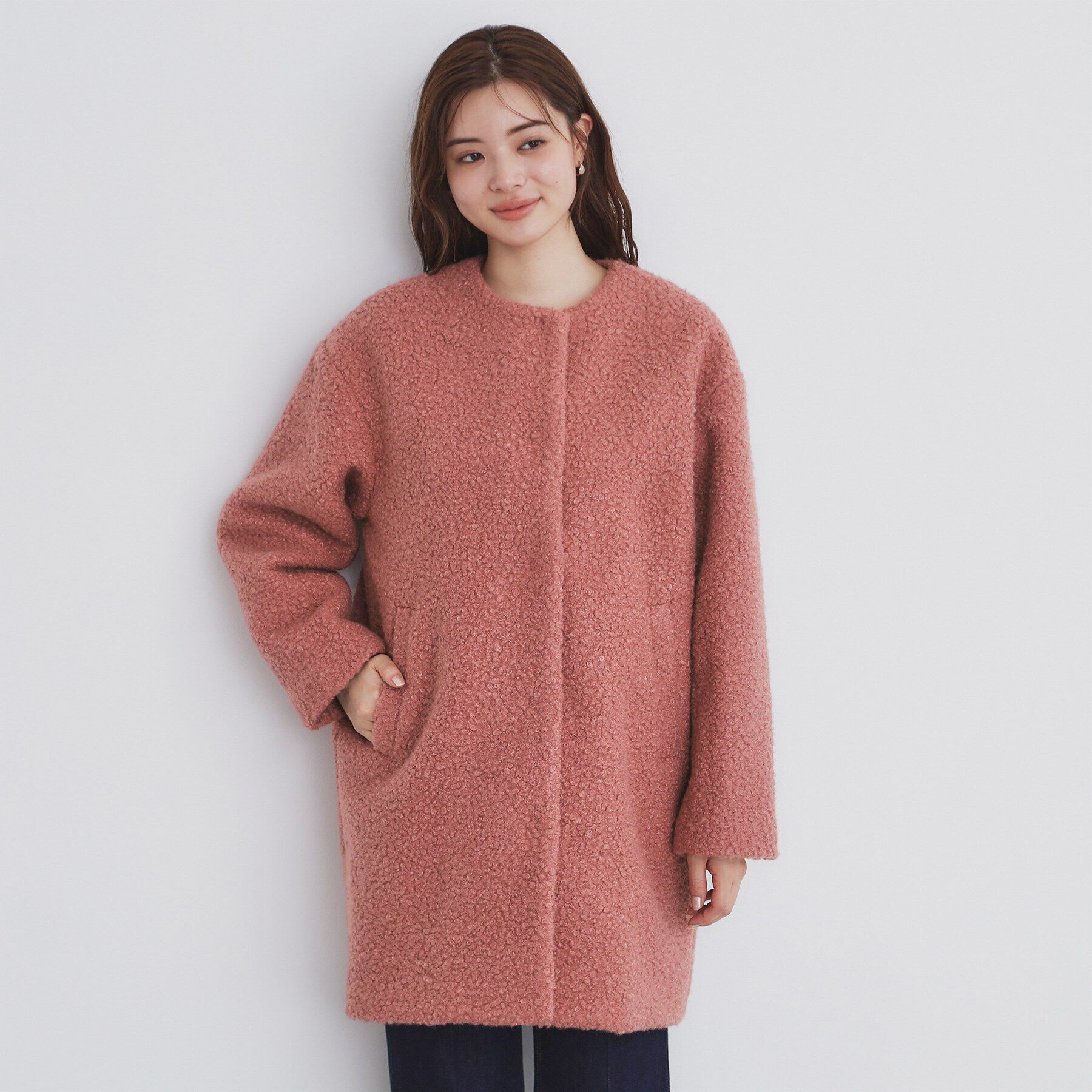 index「ブークレノーカラーミドルコート【洗える】」|ノーカラーコート|