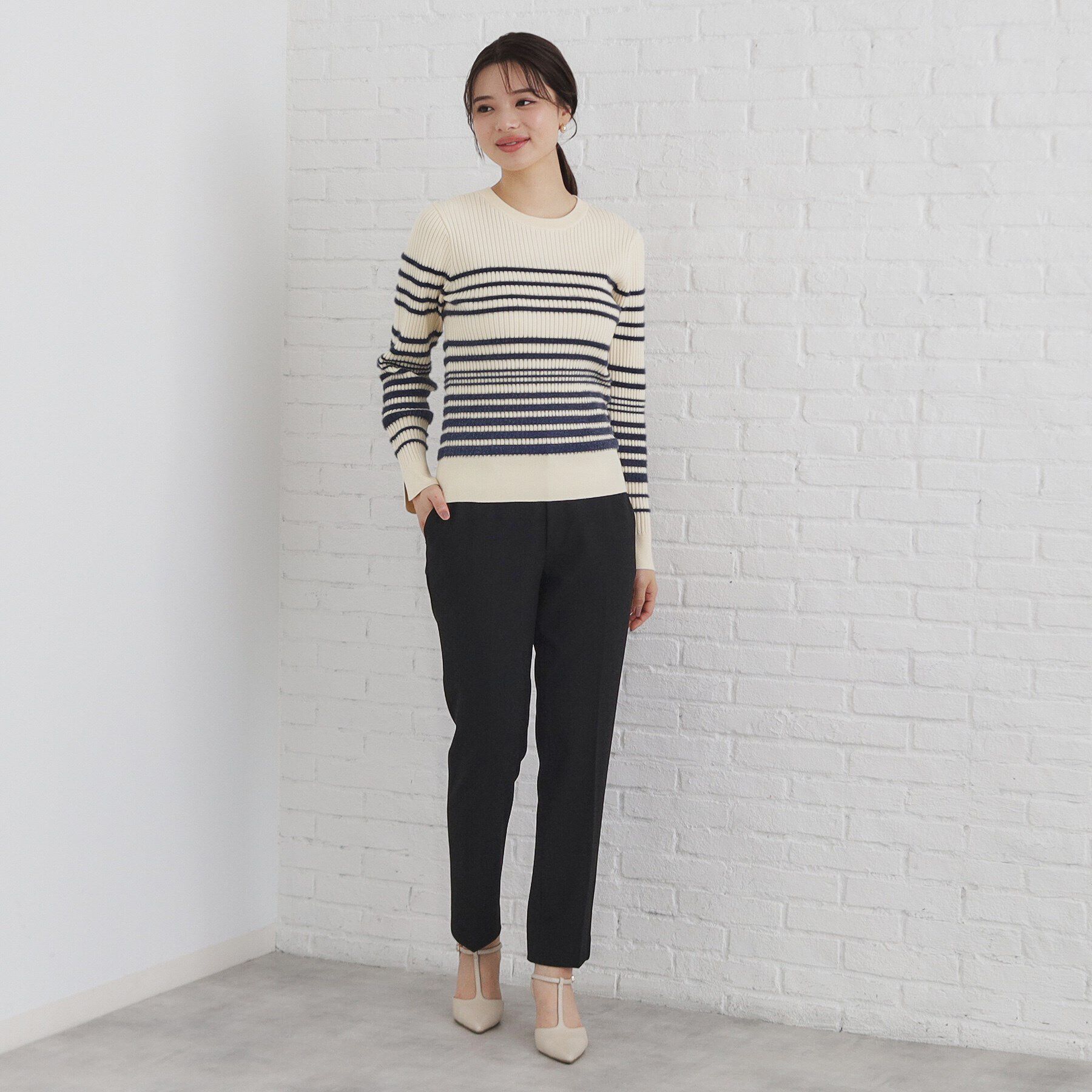 index「フェザーランダムボーダーリブニット【洗濯機洗い可】」|ニット・セーター|
