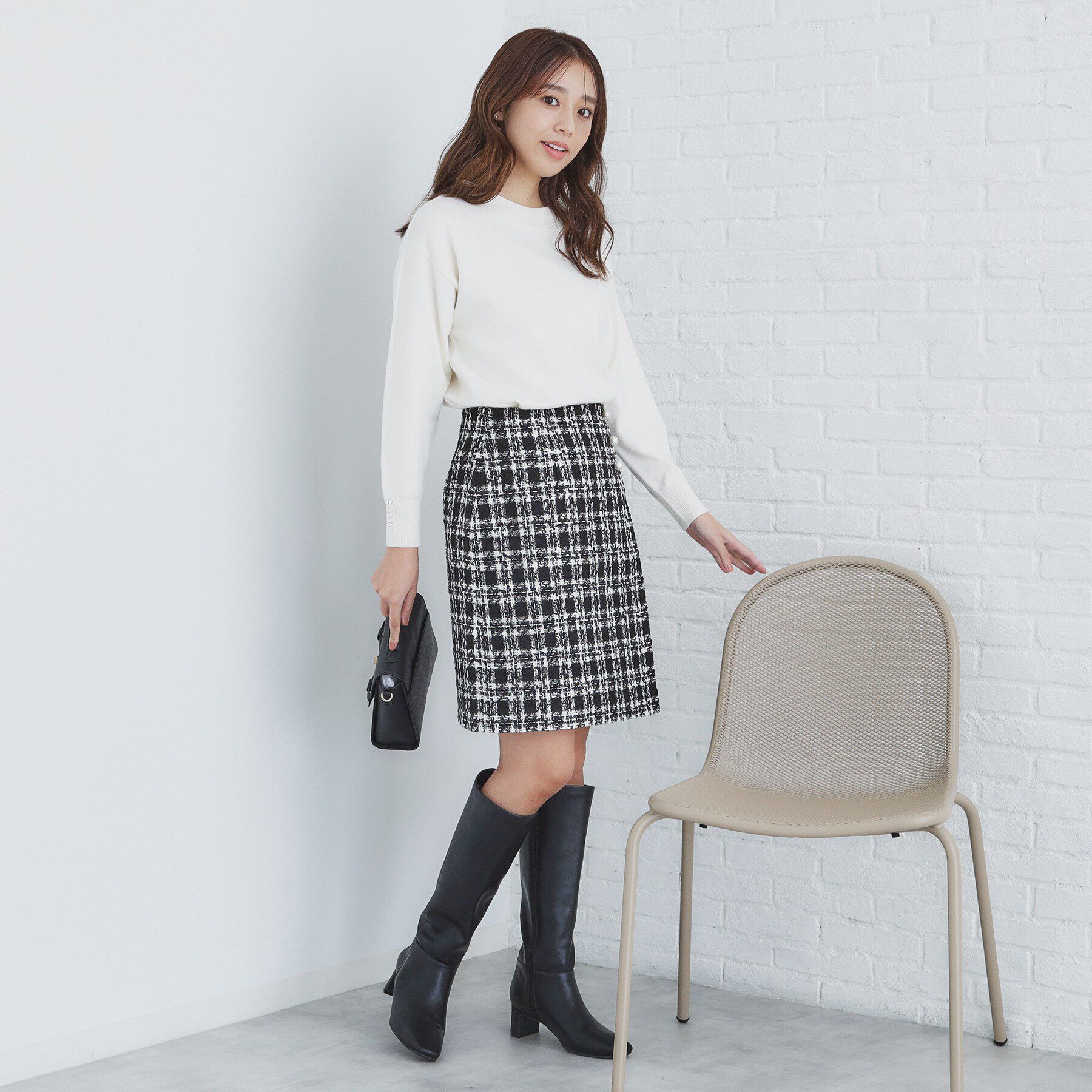 index「ツィードタイトスカート【洗える】」|スカート|