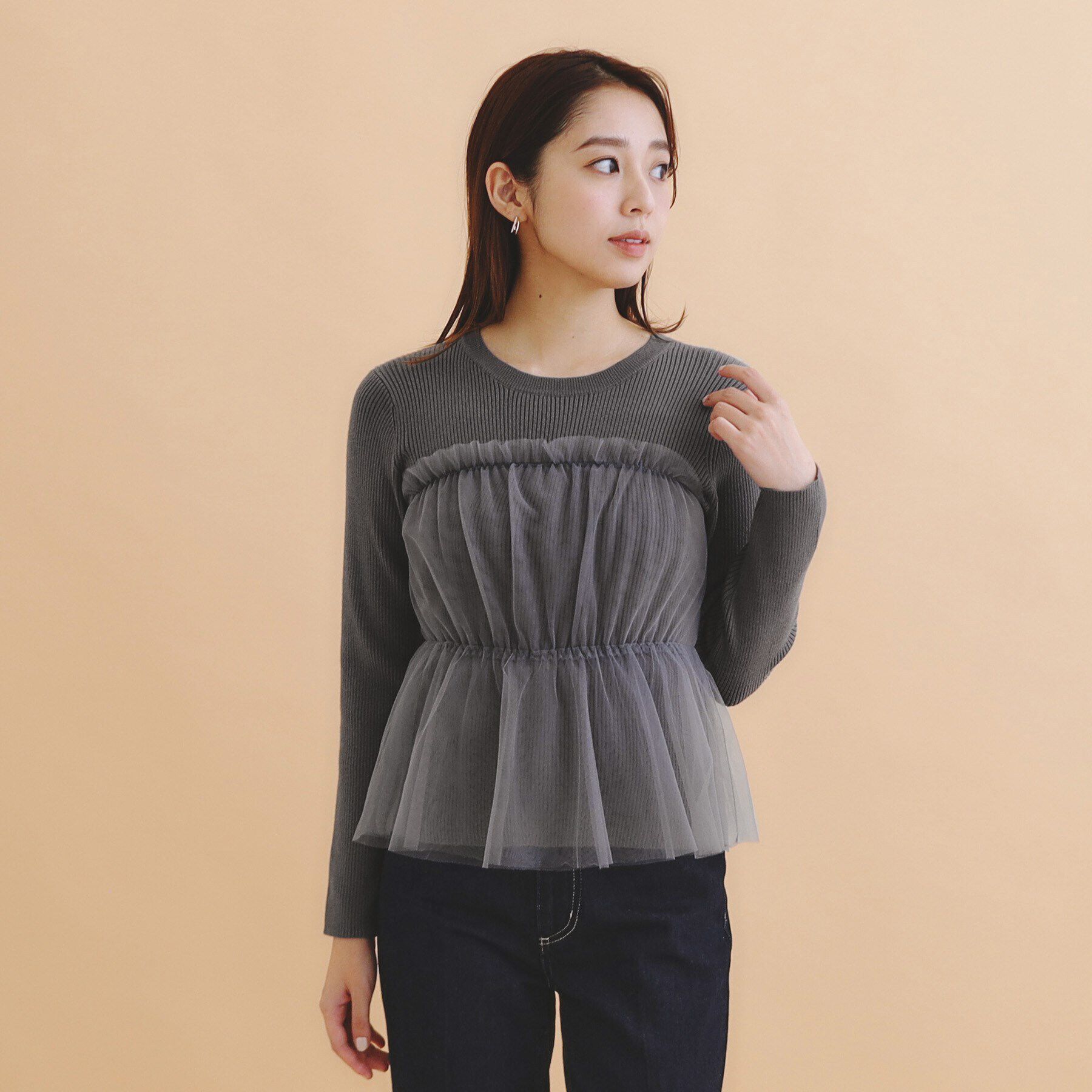 index「チュールレイヤードペプラムニット【洗える】」|ニット・セーター|