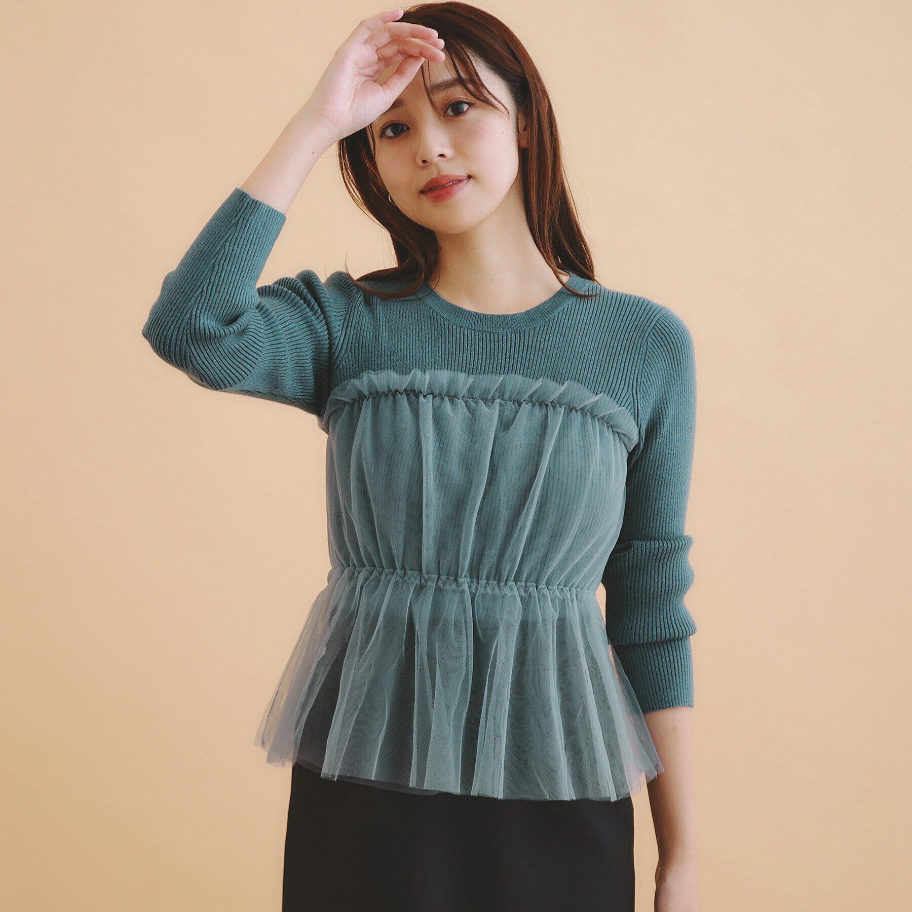 index「チュールレイヤードペプラムニット【洗える】」|ニット・セーター|