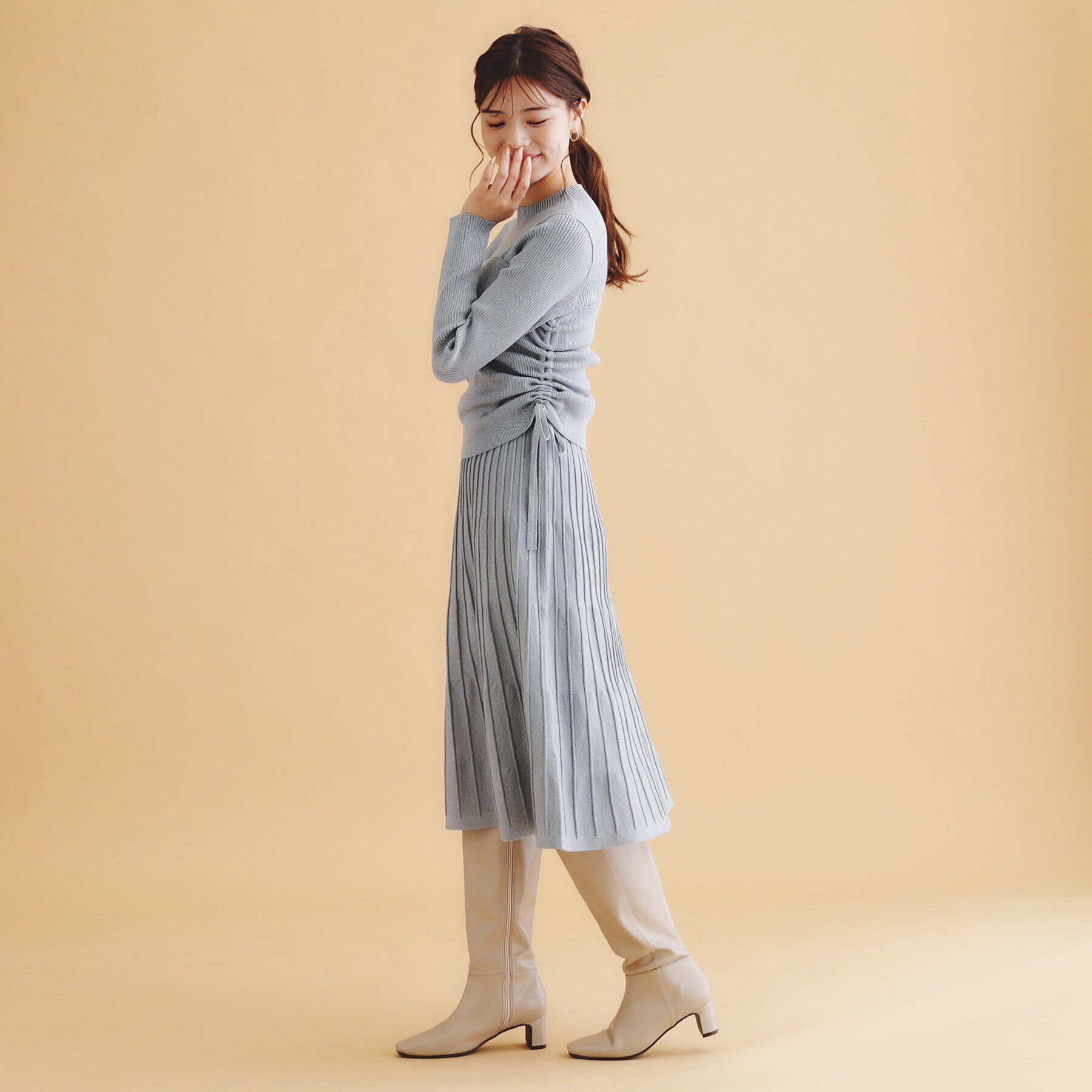 ツインセット》3WAYラメニットワンピース【洗濯機洗い可】（index