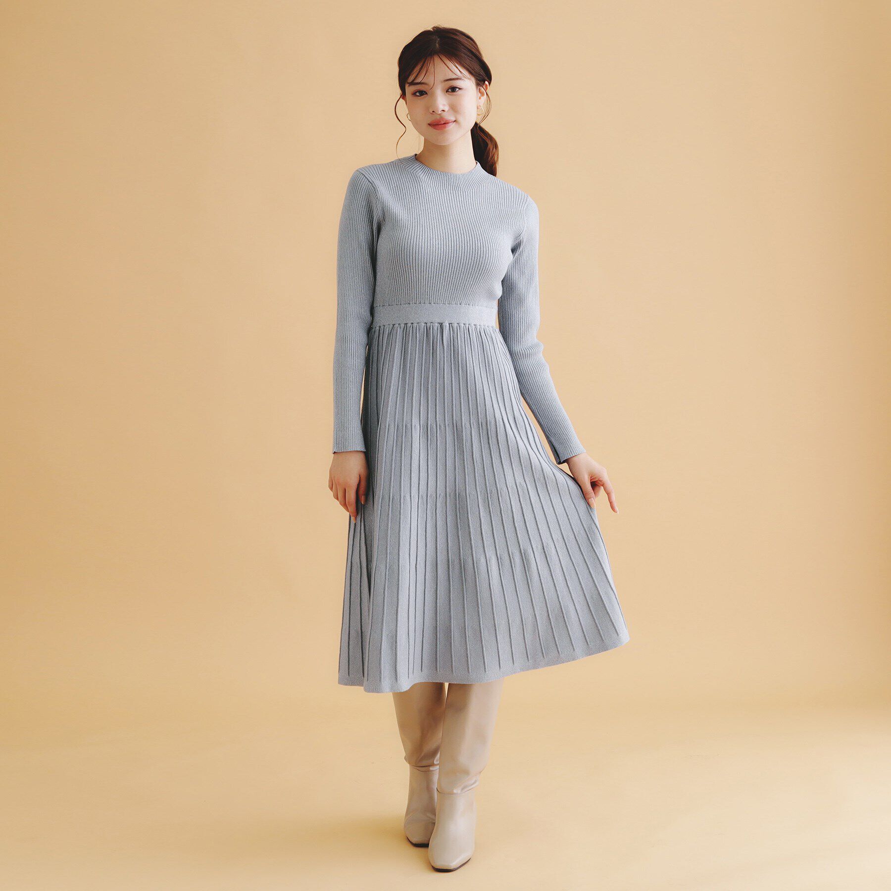 ツインセット》3WAYラメニットワンピース【洗濯機洗い可】（index