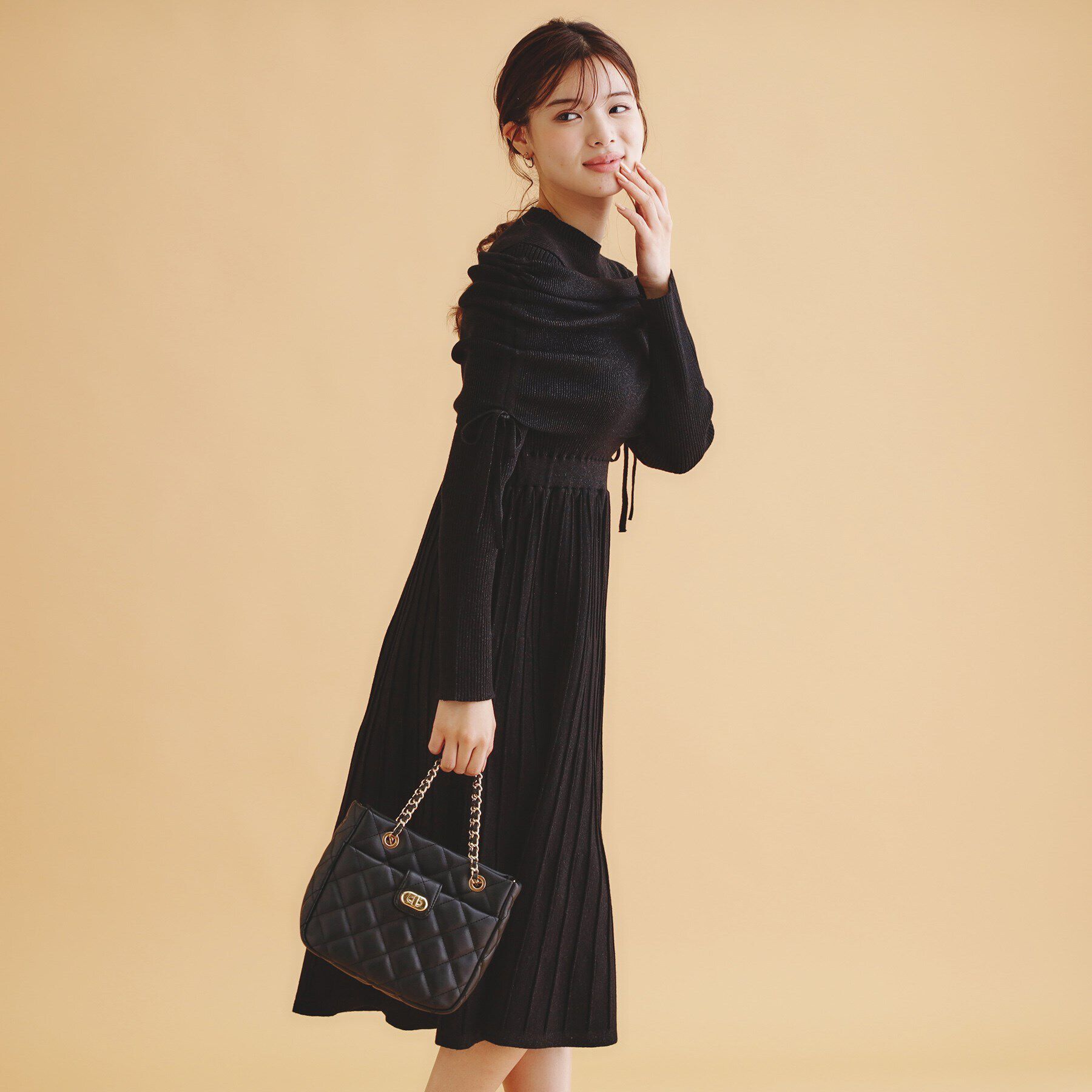 ツインセット》3WAYラメニットワンピース【洗濯機洗い可】（index