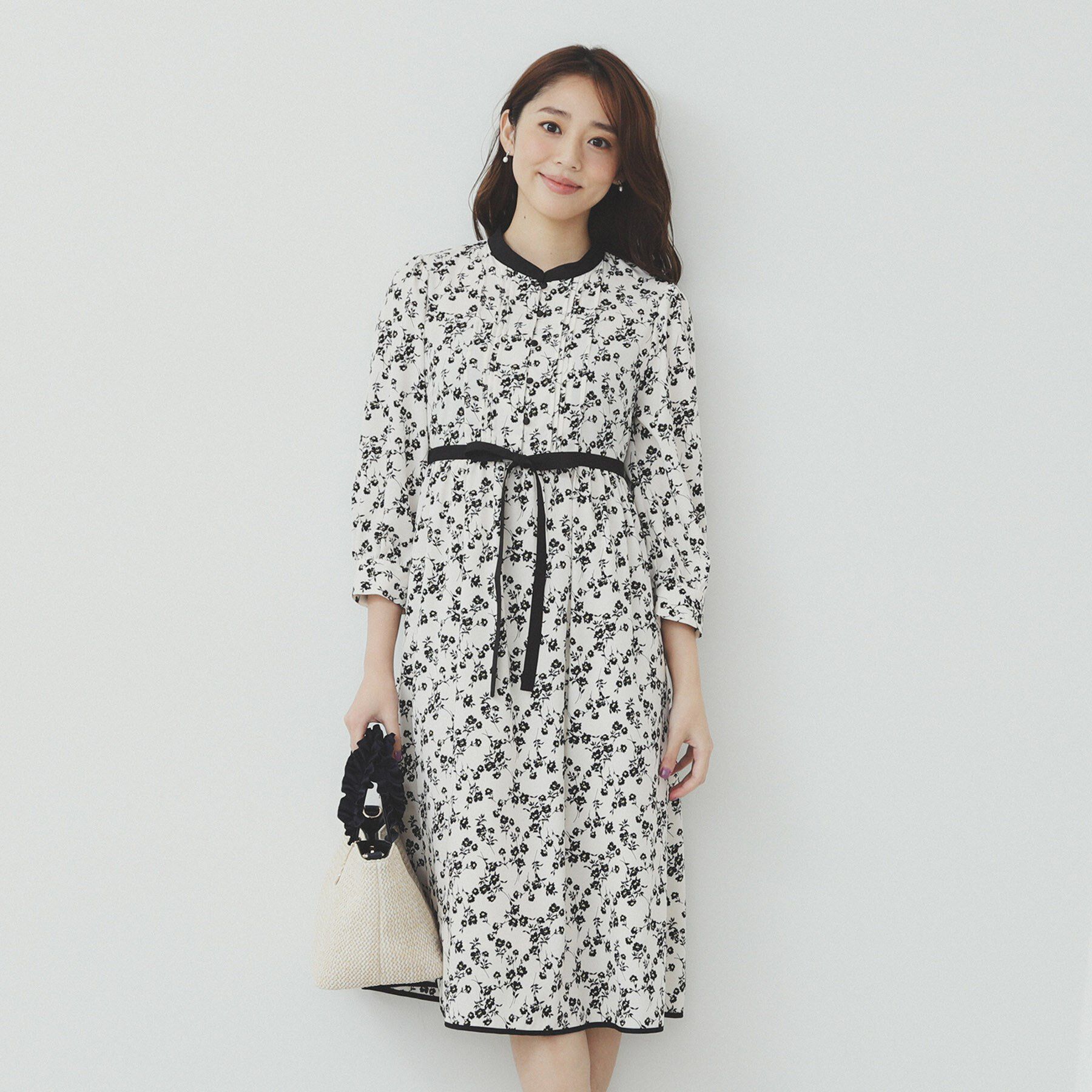 index「ミニフラワープリント バイカラーワンピース【洗濯機洗い可/イージーアイロン/防シワ】」|ワンピース|