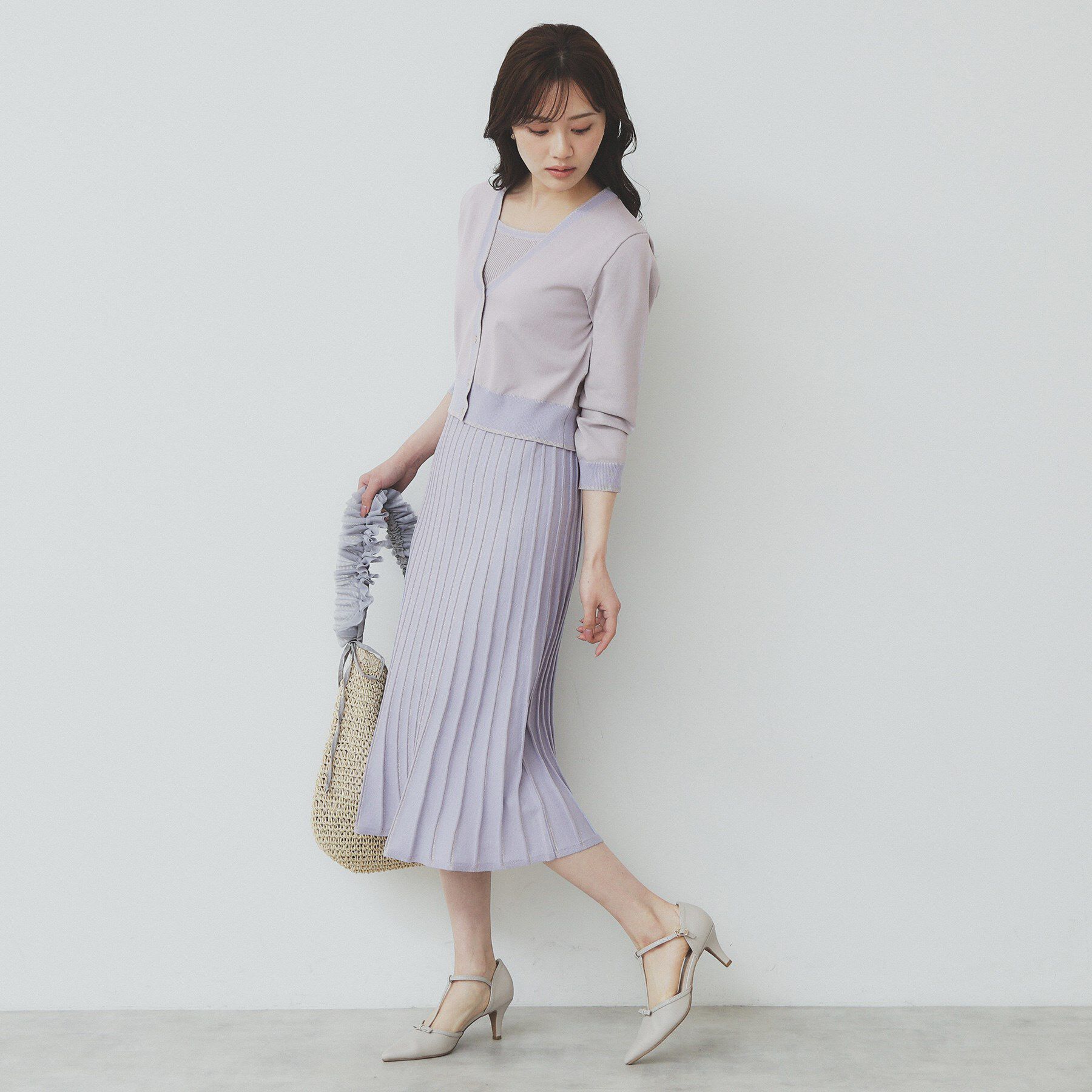 index「《ツインセット》カーディガン&times;バイカラーニットワンピース【洗濯機洗い可/抗ピル】」|スーツ|