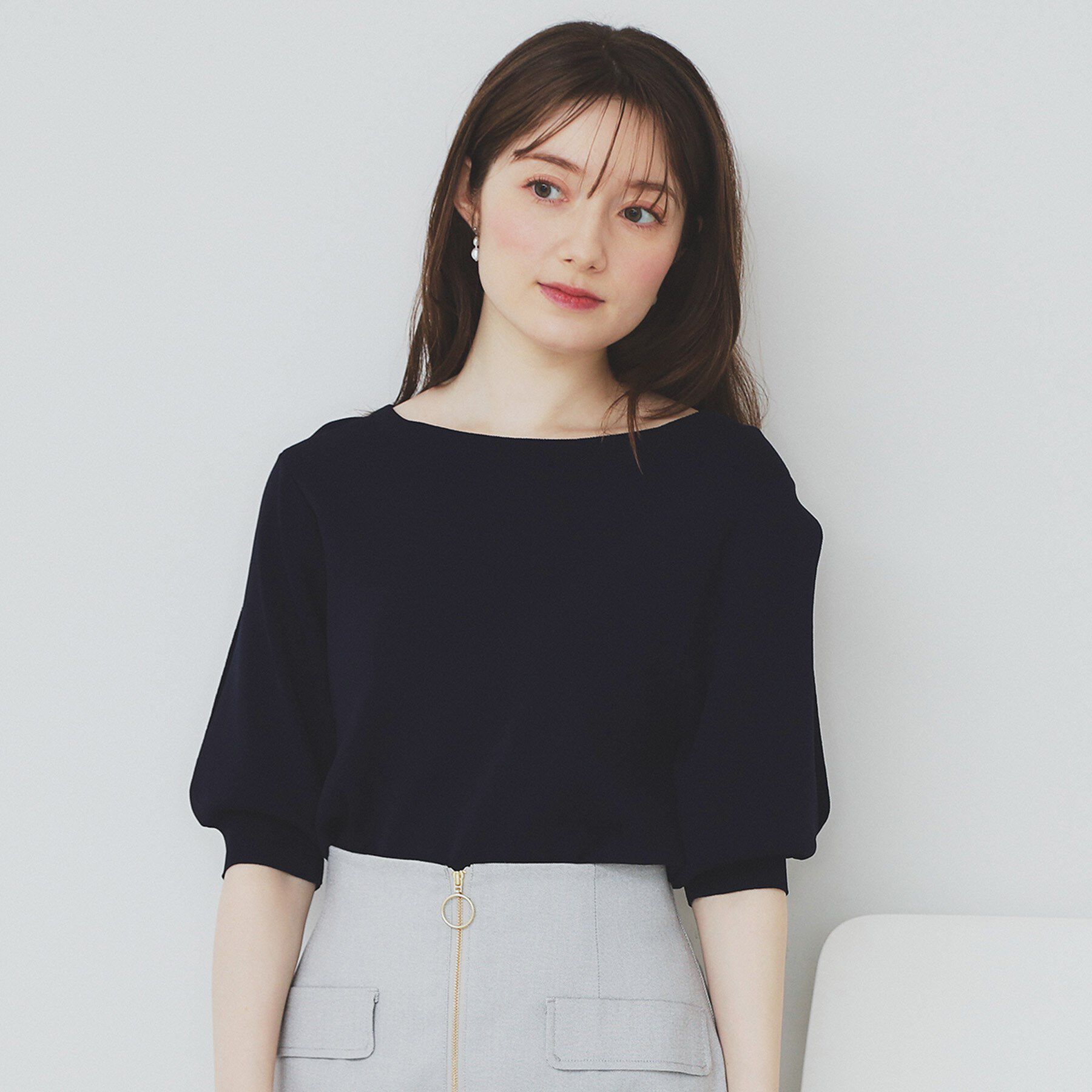 index「《6色展開/XS-LLサイズ》ドライタッチ デザインスリーブニット【洗濯機洗い可/接触冷感/抗ピル】」|ニット・セーター|