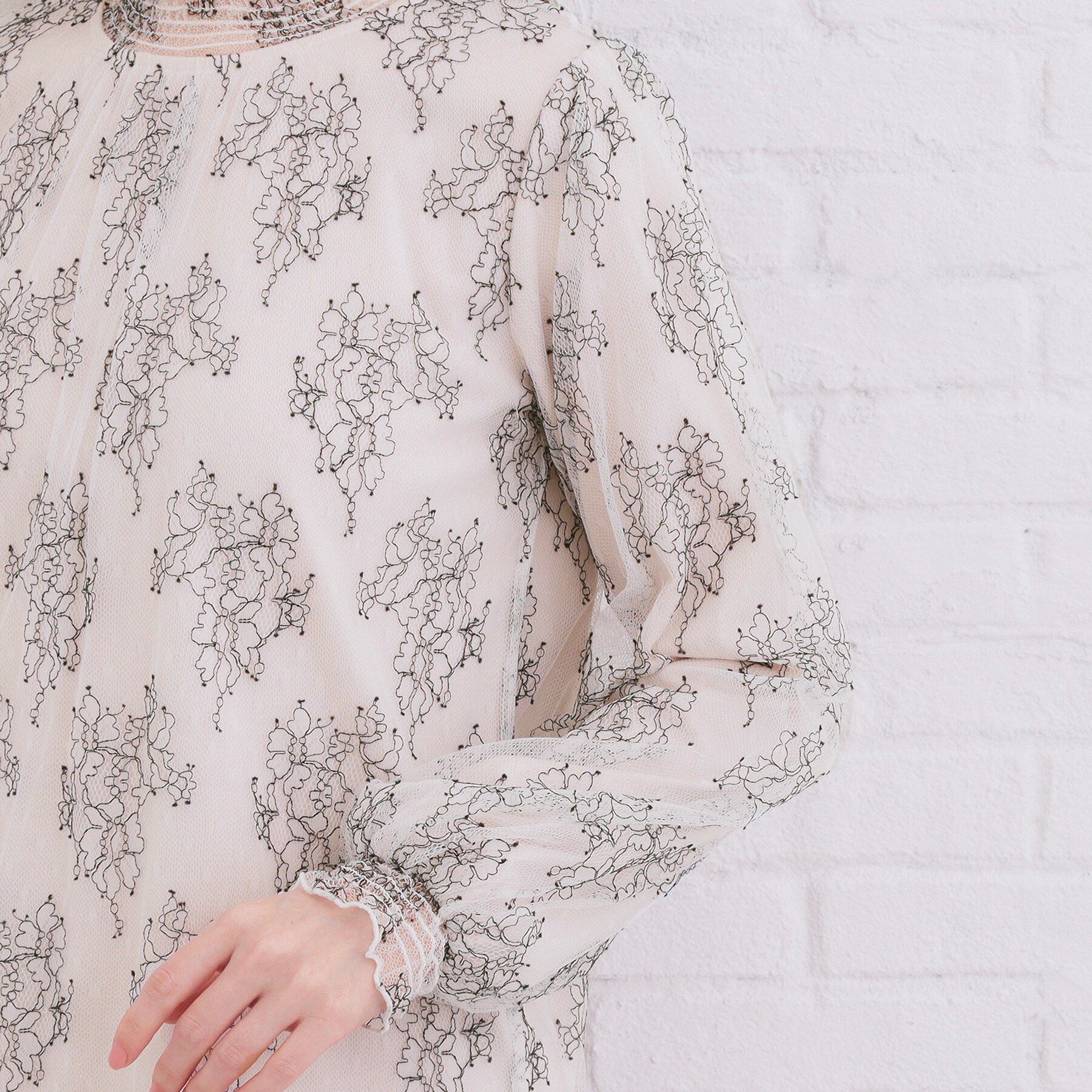 index「フリルハイネックレーストップス【洗濯機OK】」|シャツ・ブラウス|