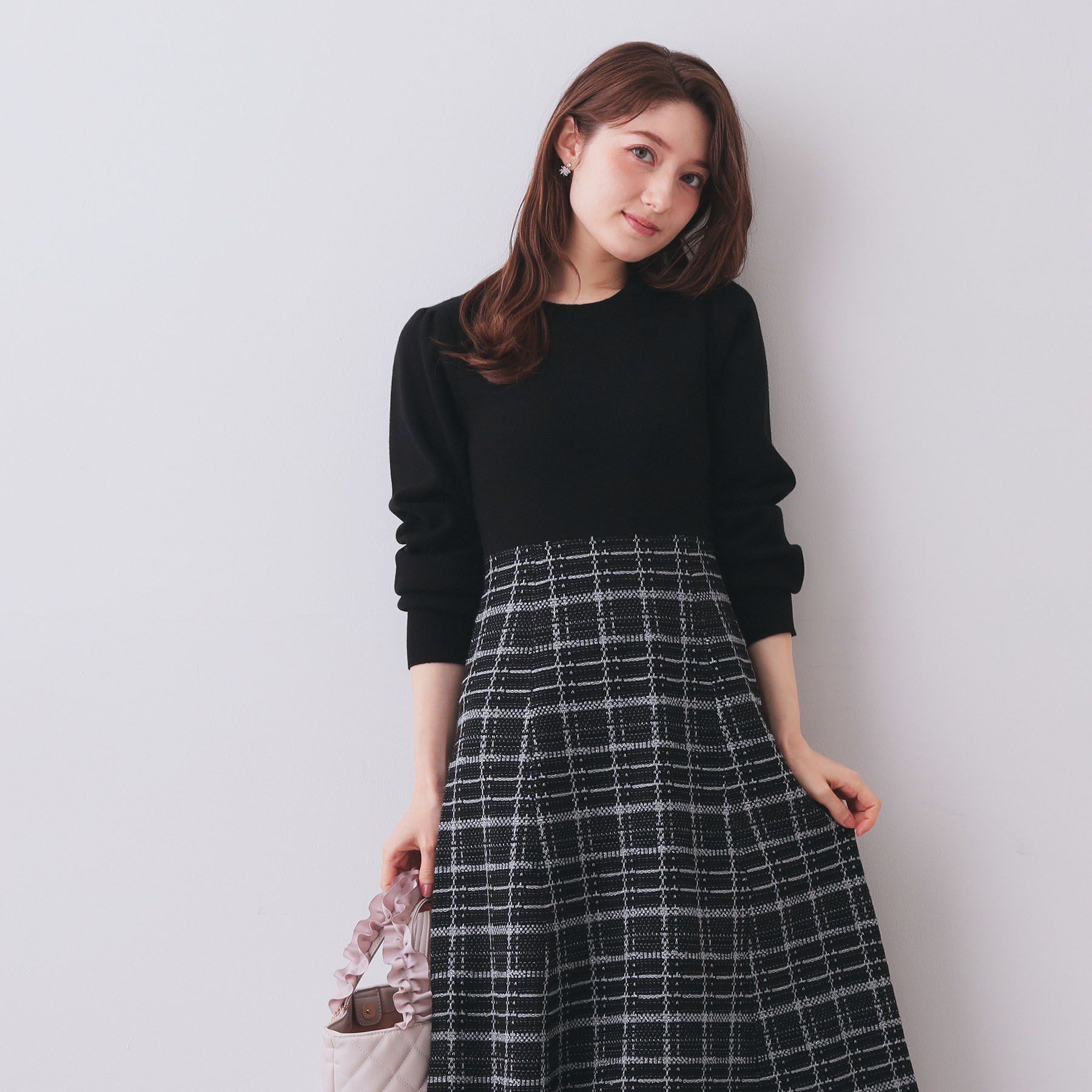 index「チェックラメジャカードニットワンピース」|ワンピース|