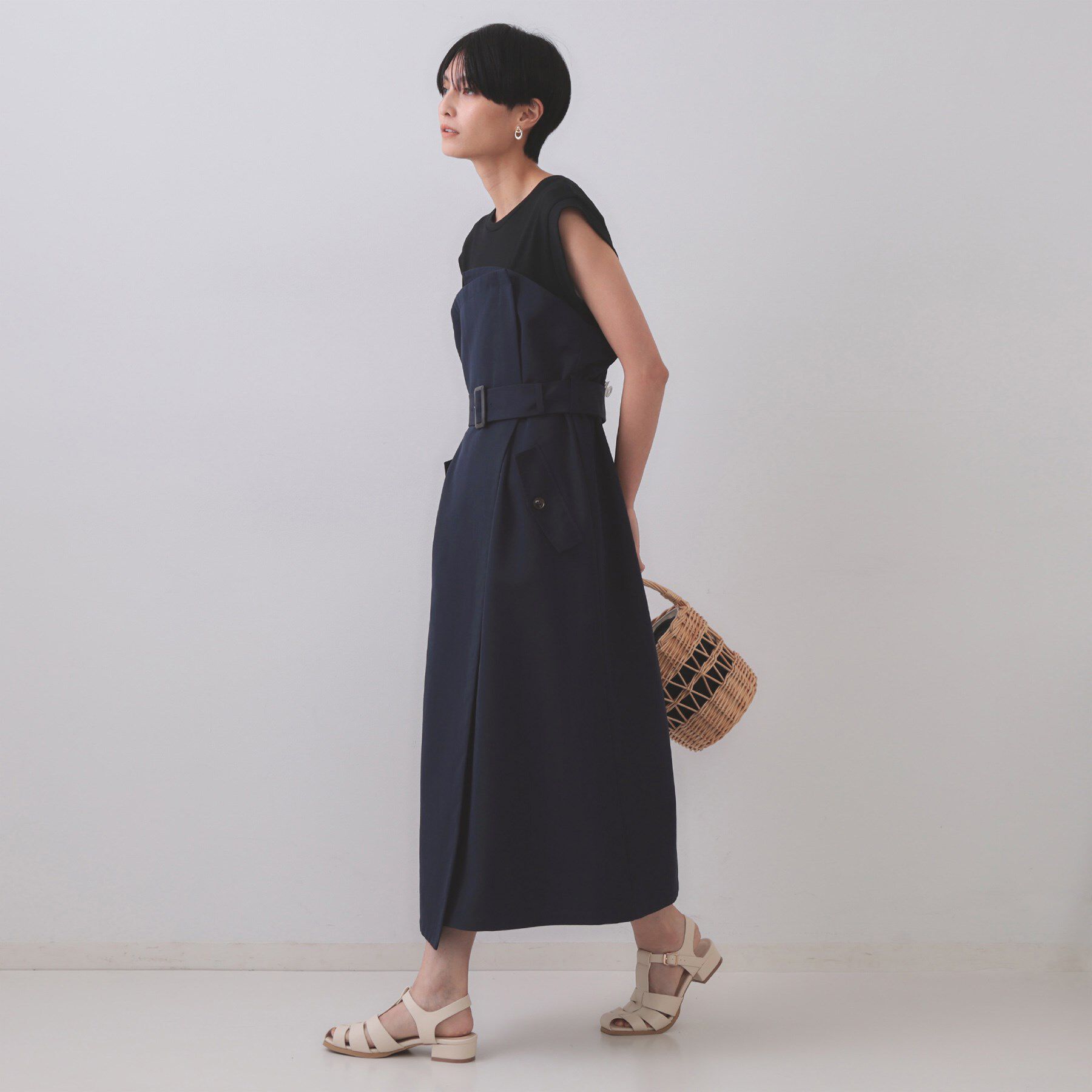 OPAQUE.CLIP「トレンチ風ベアドッキングワンピース【洗濯機洗い可】」|ワンピース|