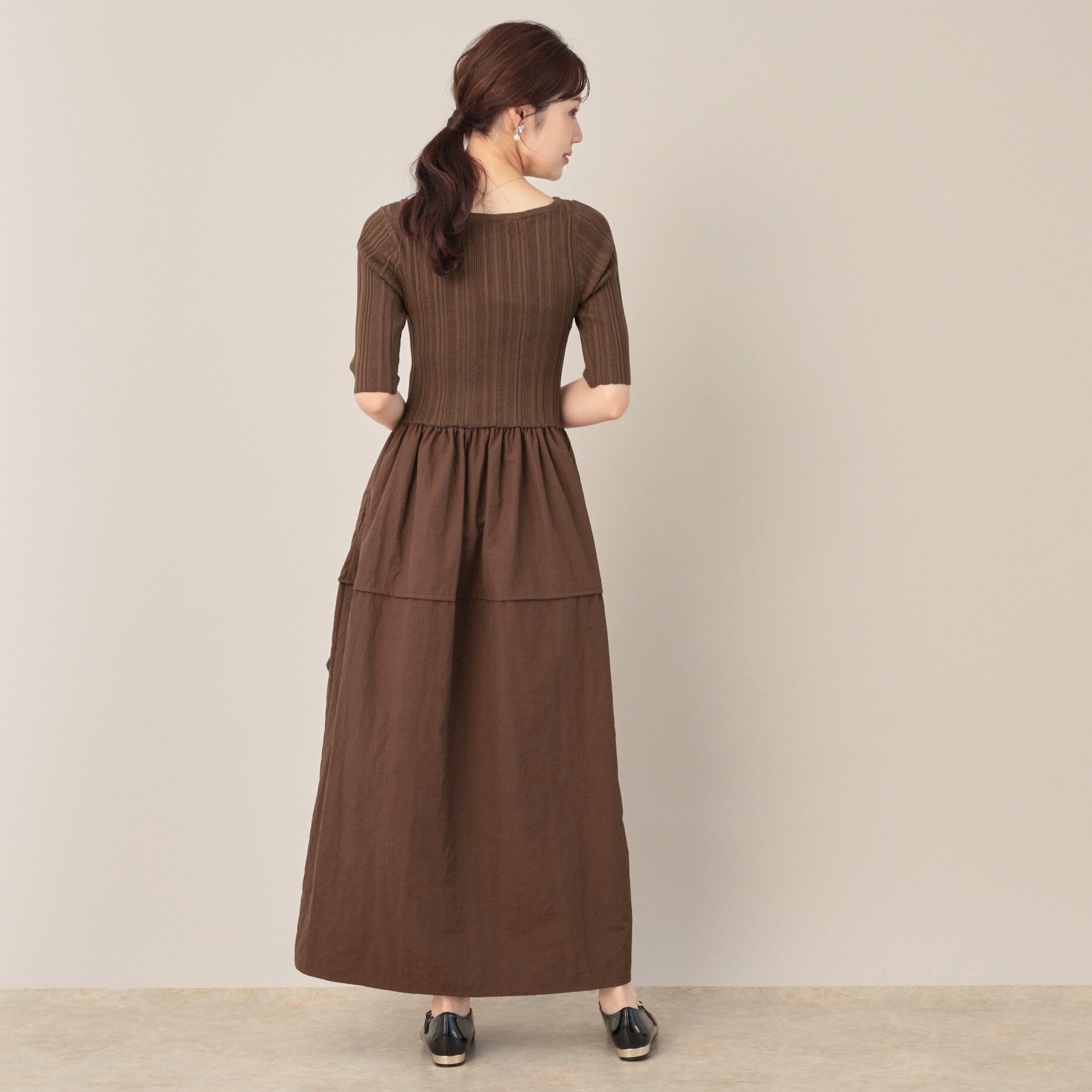 Couture broach「5分袖ドッキングワンピース」|ワンピース|